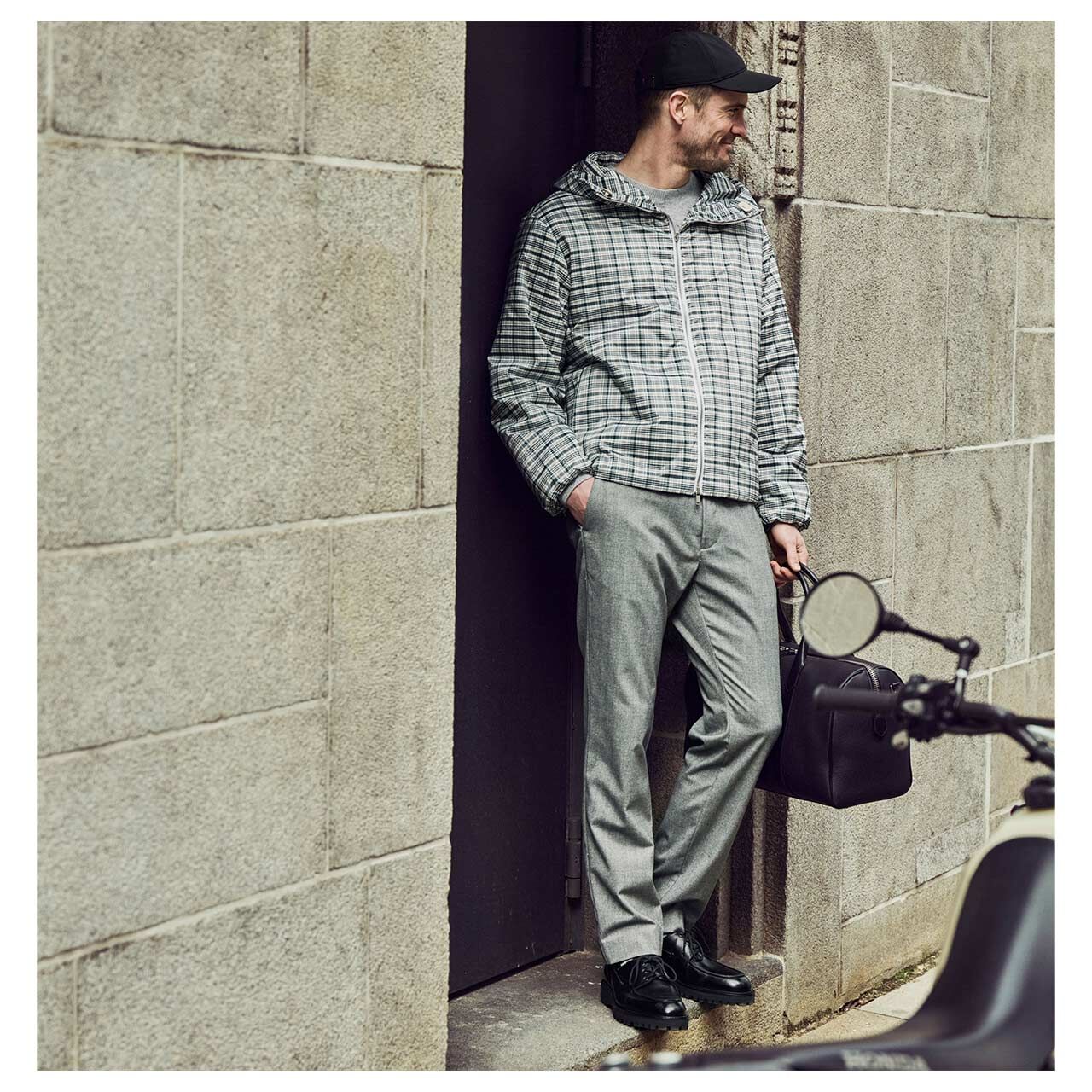 MAC Lennox Chinohose light storm grey herringbone