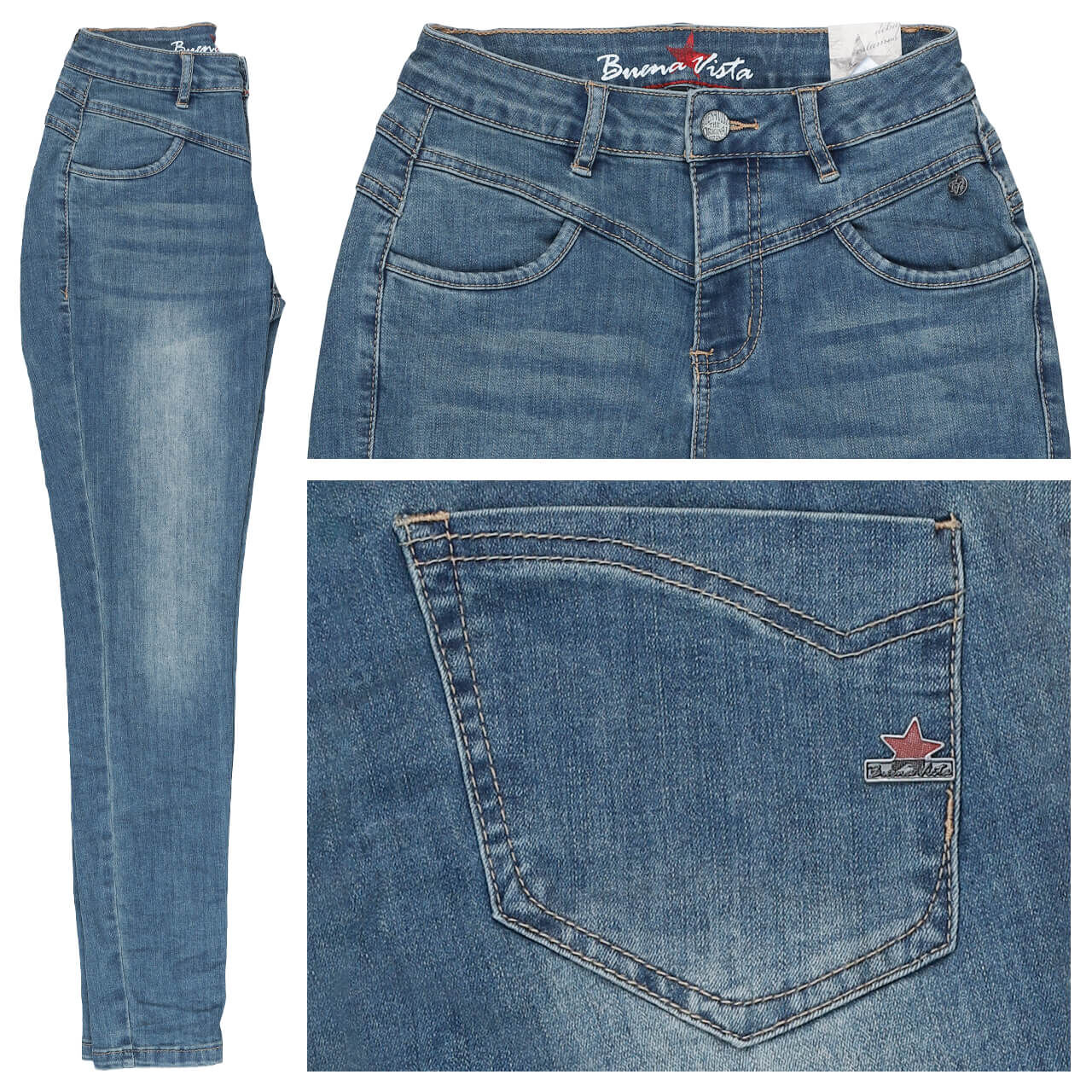 Buena Vista Florida-B Cropped Stretch Denim Ankle Jeans blue lagoon