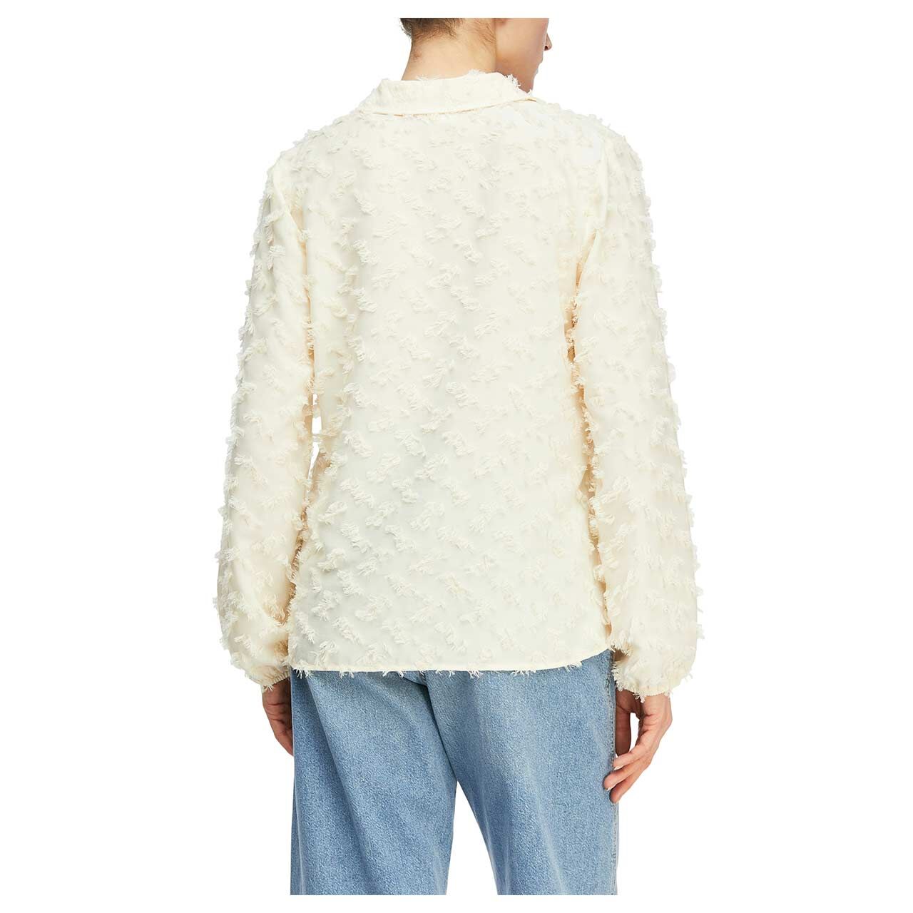 Damen Langarm Bluse von Comma in Cremeweiß, Rückansicht am Model