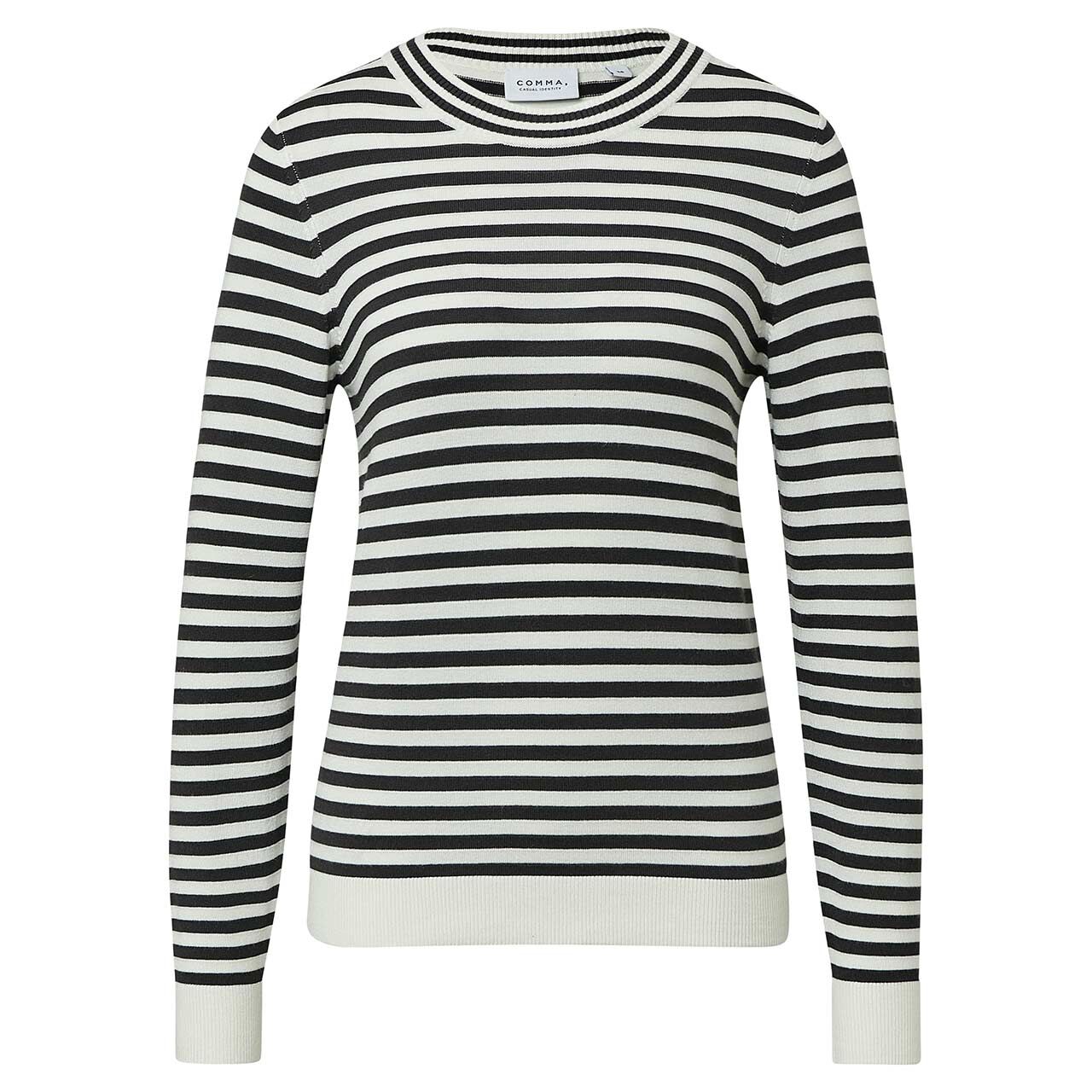 Comma Damen Langarm Shirt contrast stripe anthracite