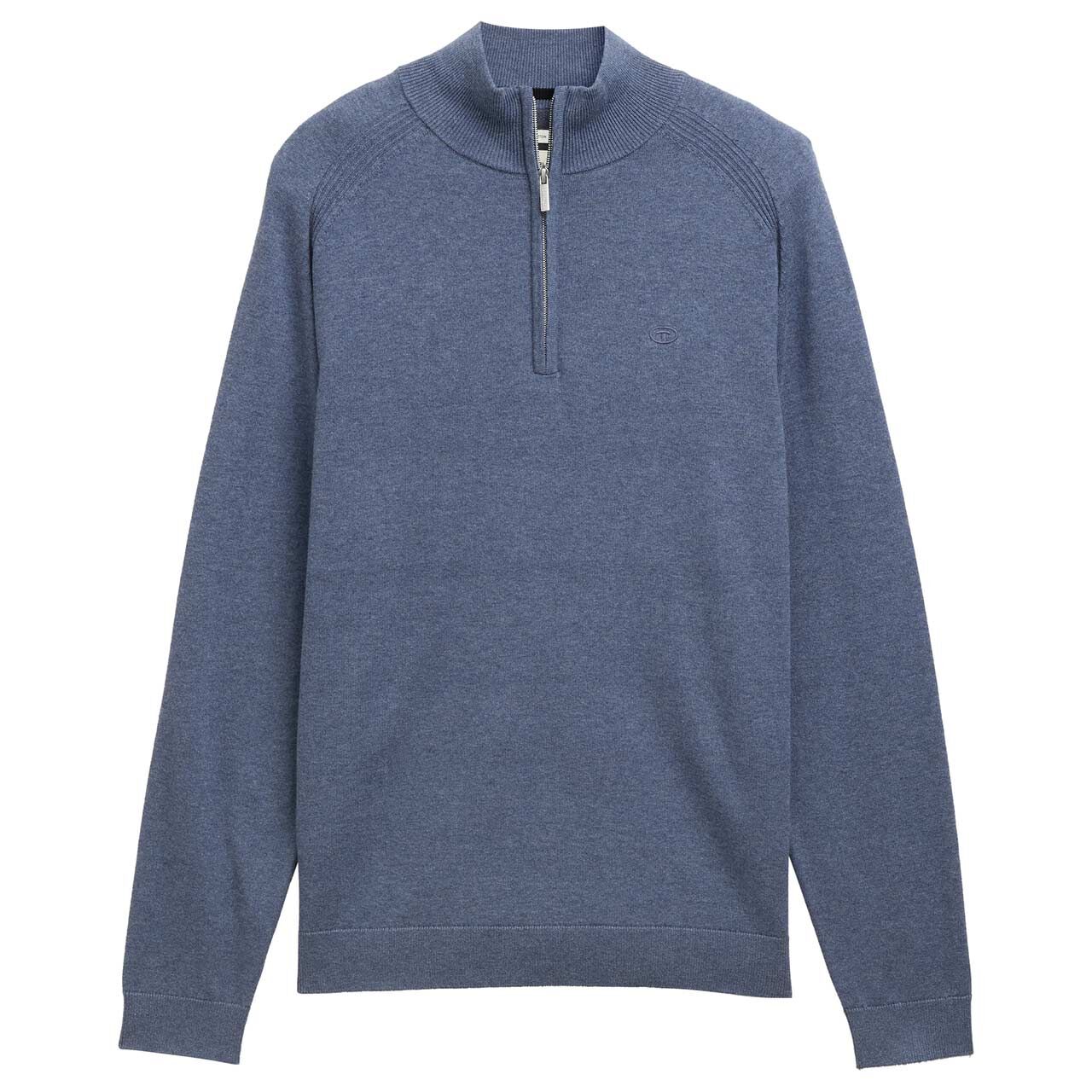 Tom Tailor Herren Pullover Troyer vintage indigo blue melange