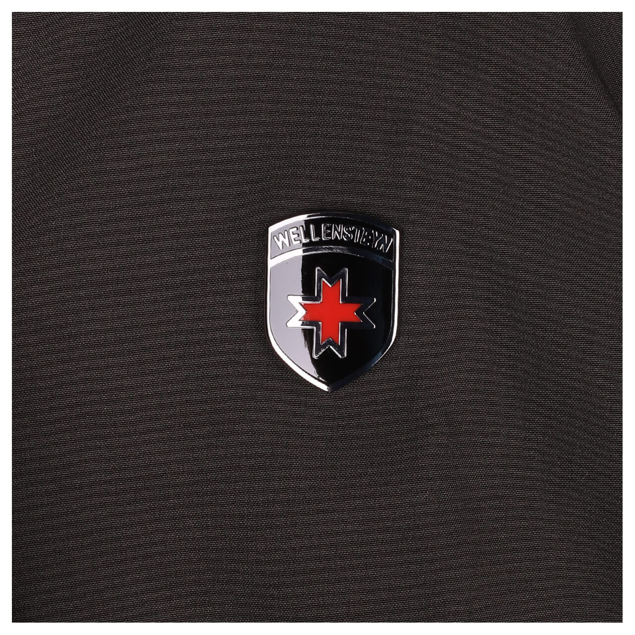 Herren Softshell Jacke Alpinus von Wellensteyn in Dunkelgrün, Detailansicht Markenlogo