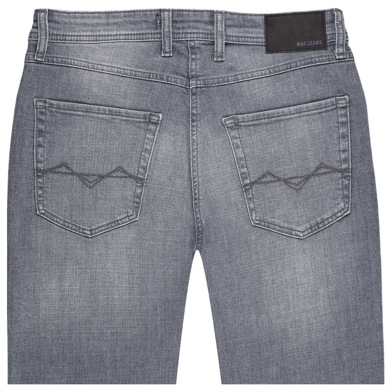 Stretch Herrenjeans Arne von MAC in Dunkelgrau verwaschen, detaillierte Rückansicht