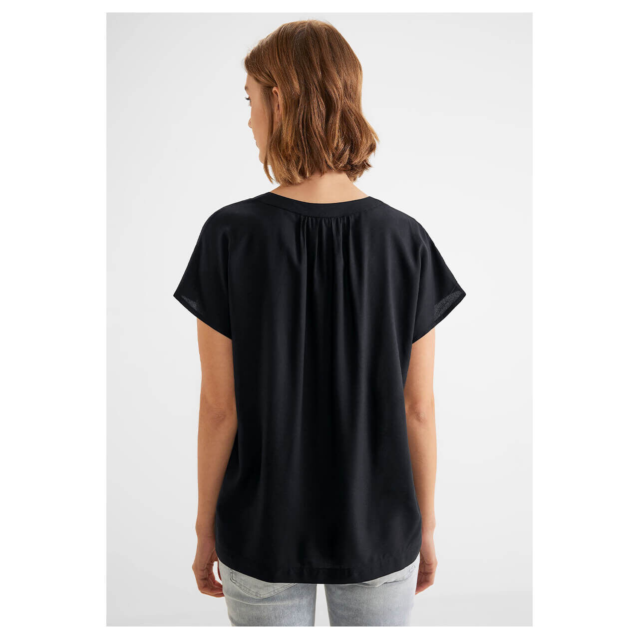 Street One Damen Kurzarm Bluse deep black