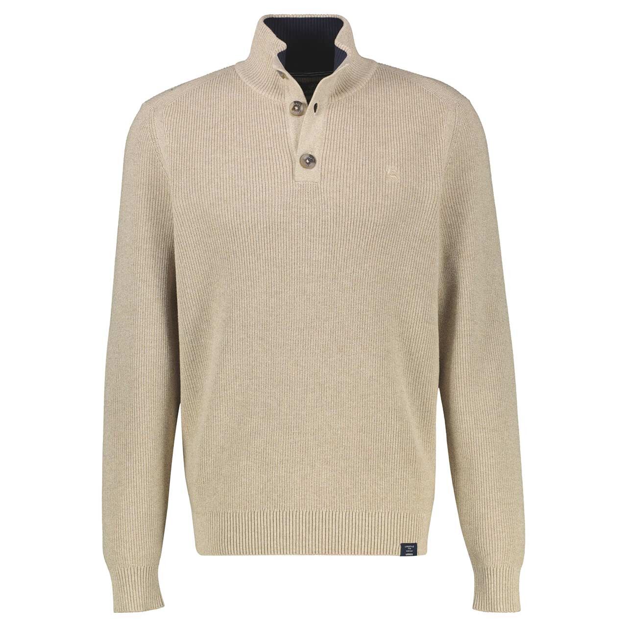 Lerros Herren Pullover Troyer gravel beige melange