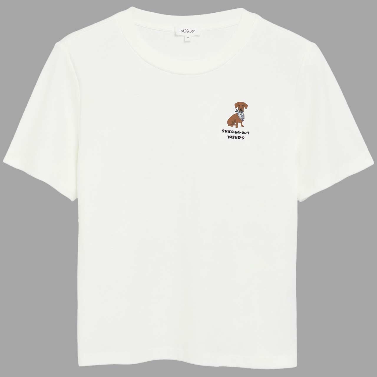 s.Oliver Damen T-Shirt offwhite placed dog print