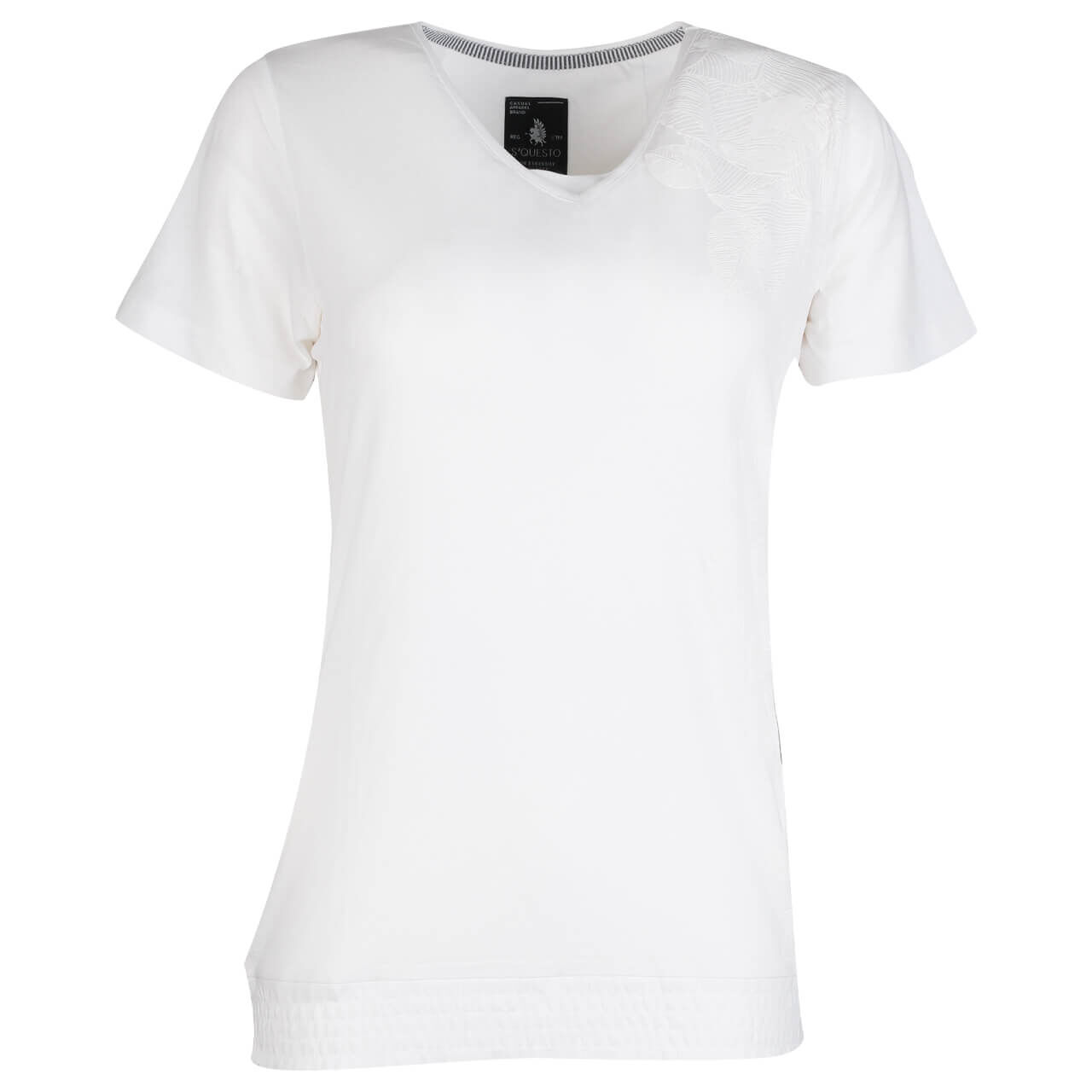 Soquesto Damen T-Shirt white leaf printed