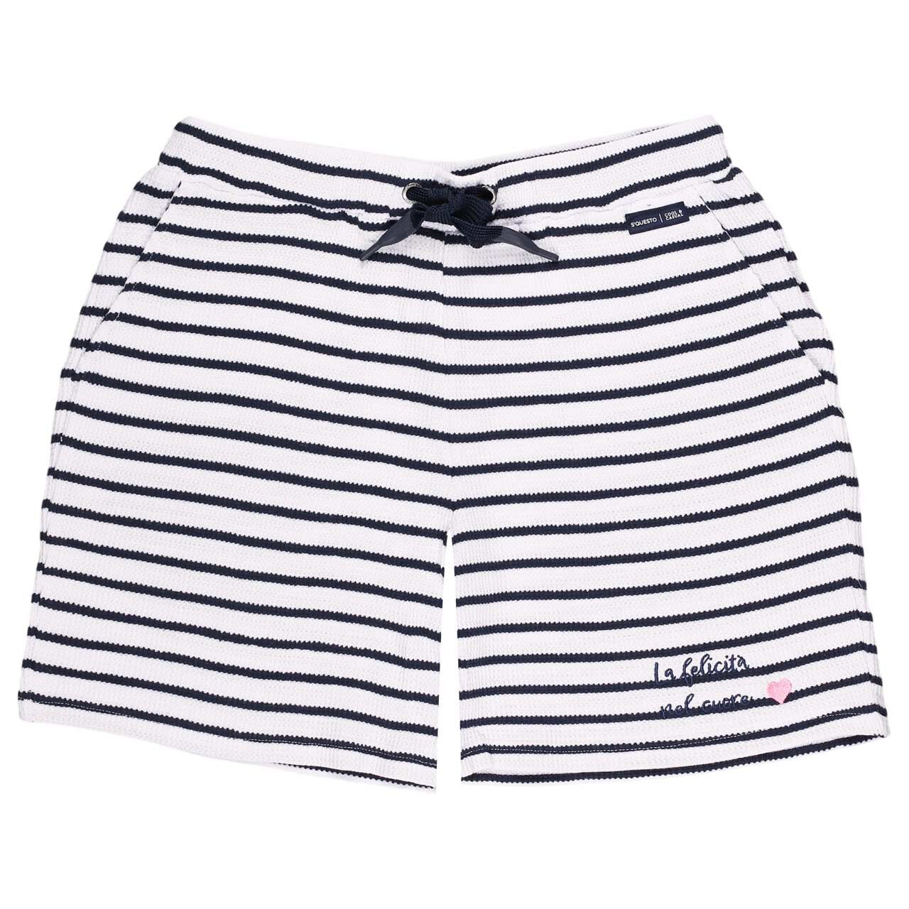 Damen Baumwoll Shorts von Soquesto in Dunkelblau gestreift, Vorderansicht