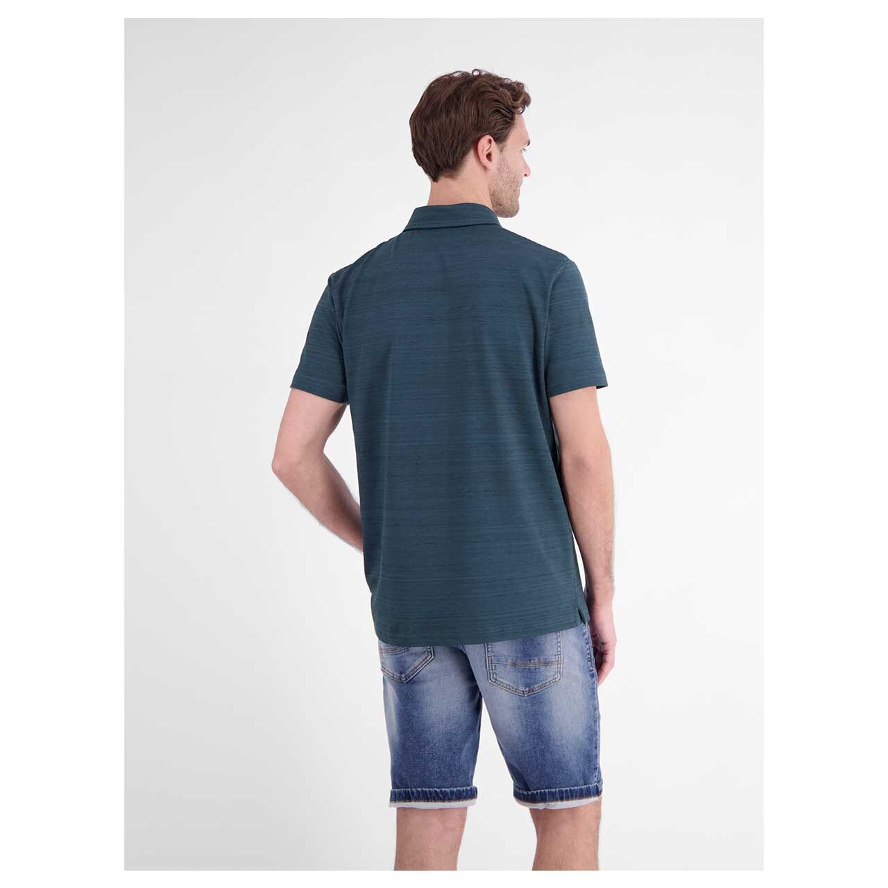 Herren Poloshirt von Lerros in Dunkelblau meliert, Rückansicht am Model