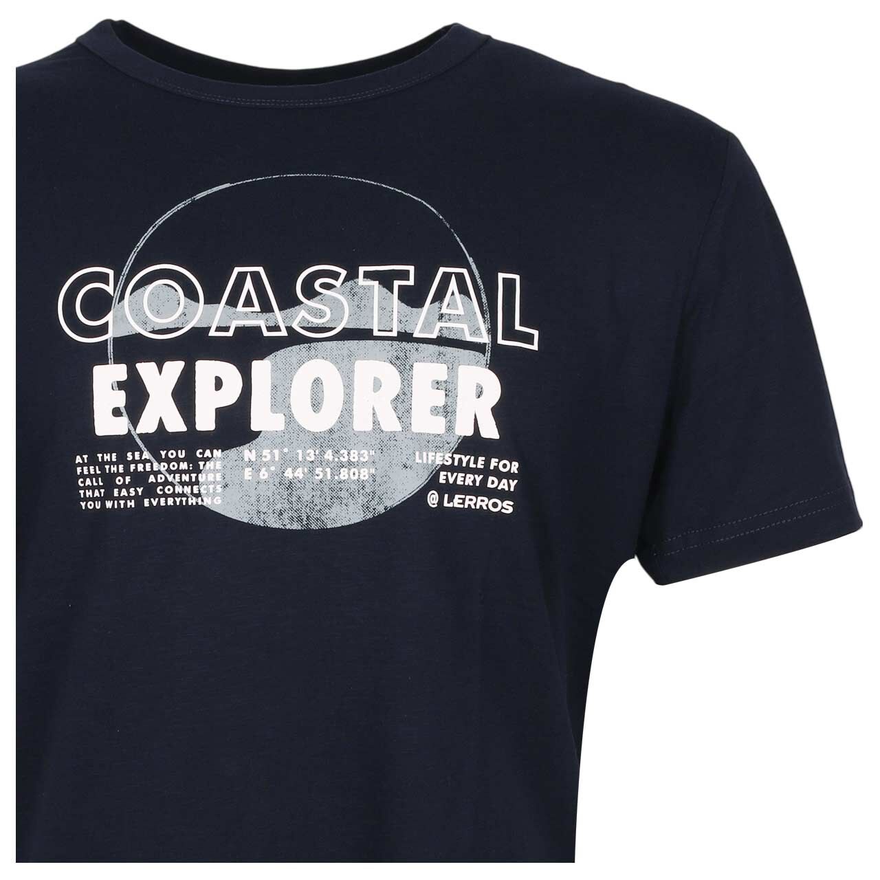 Herren T-Shirt von Lerros in Dunkelblau mit Print, detaillierte Vorderansicht