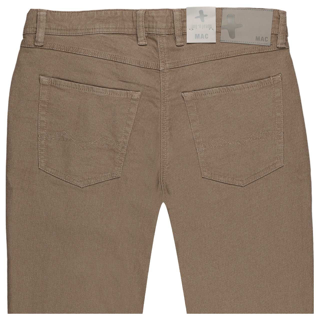Herren Baumwollhose Jogn Jeans von MAC in Braun mit Print, detaillierte Rückansicht