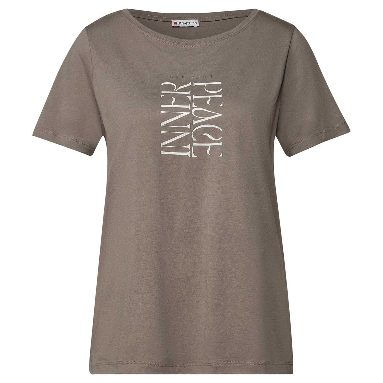 Street One Damen T-Shirt Wording Print dark tumbled beige