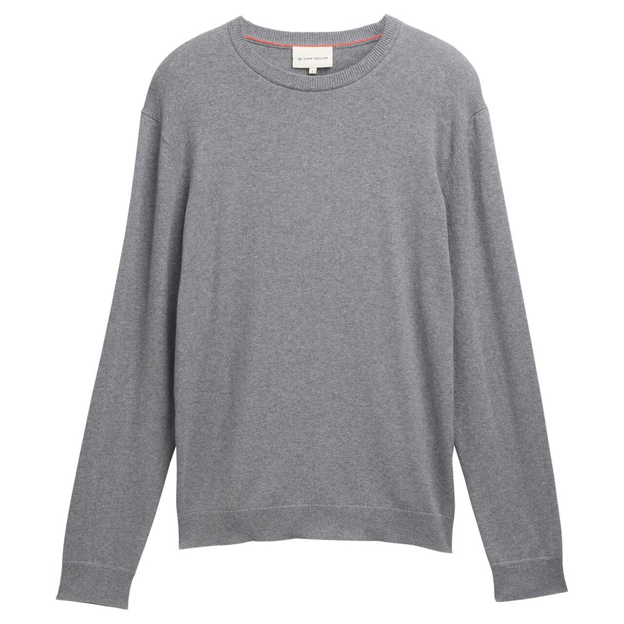 Tom Tailor Herren Pullover Cashmere Crewneck Knit classic grey melange