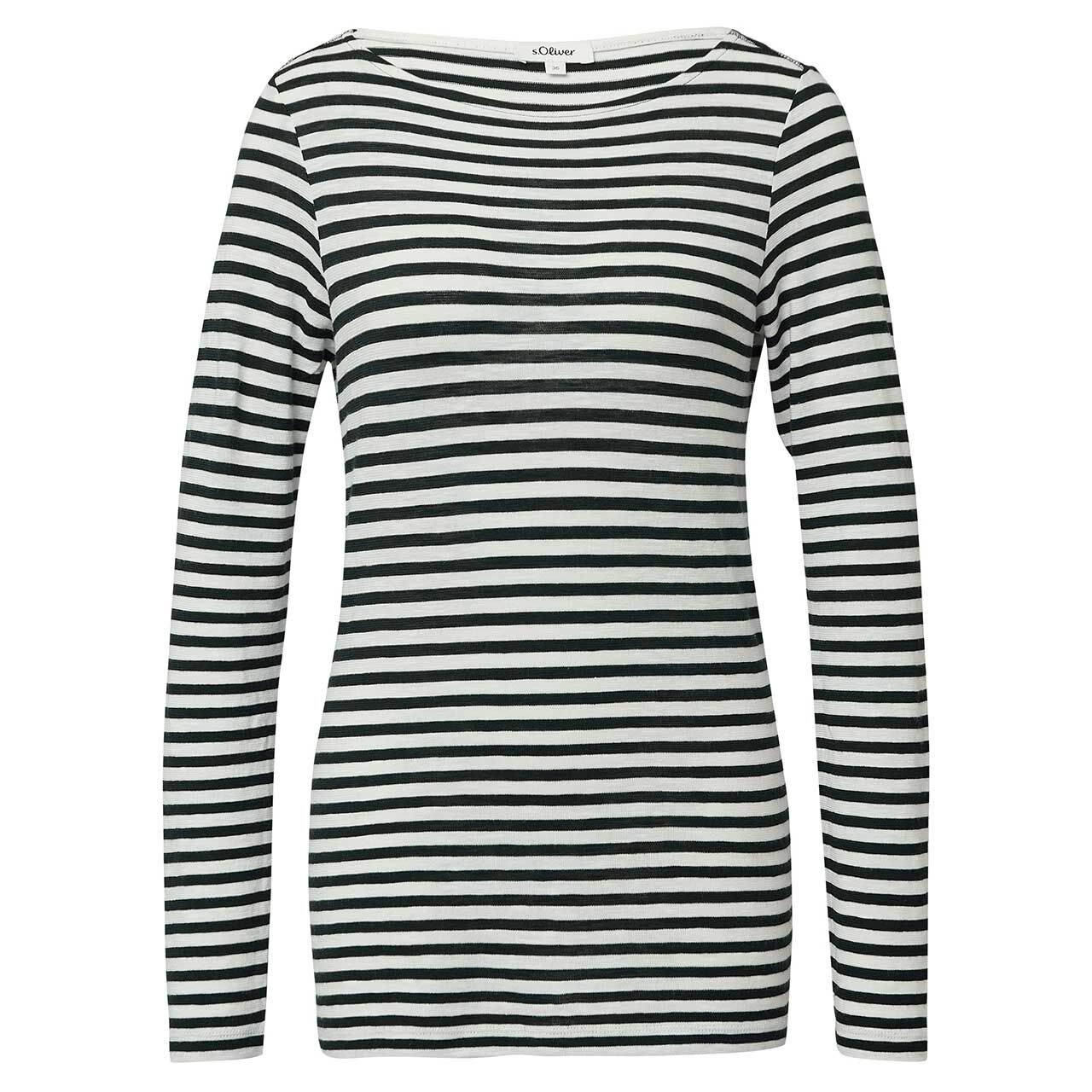 s.Oliver Damen Langarm Shirt grey black white striped