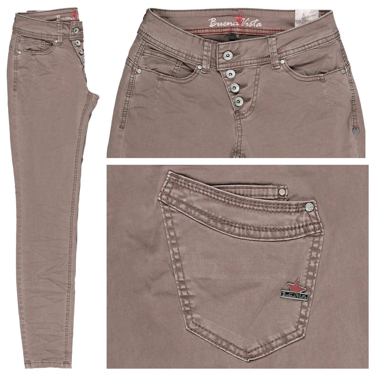Damen Ankle Baumwollhose Malibu Cropped Stretch Twill von Buena Vista in Grau-Braun mit der Farbnummer 5902