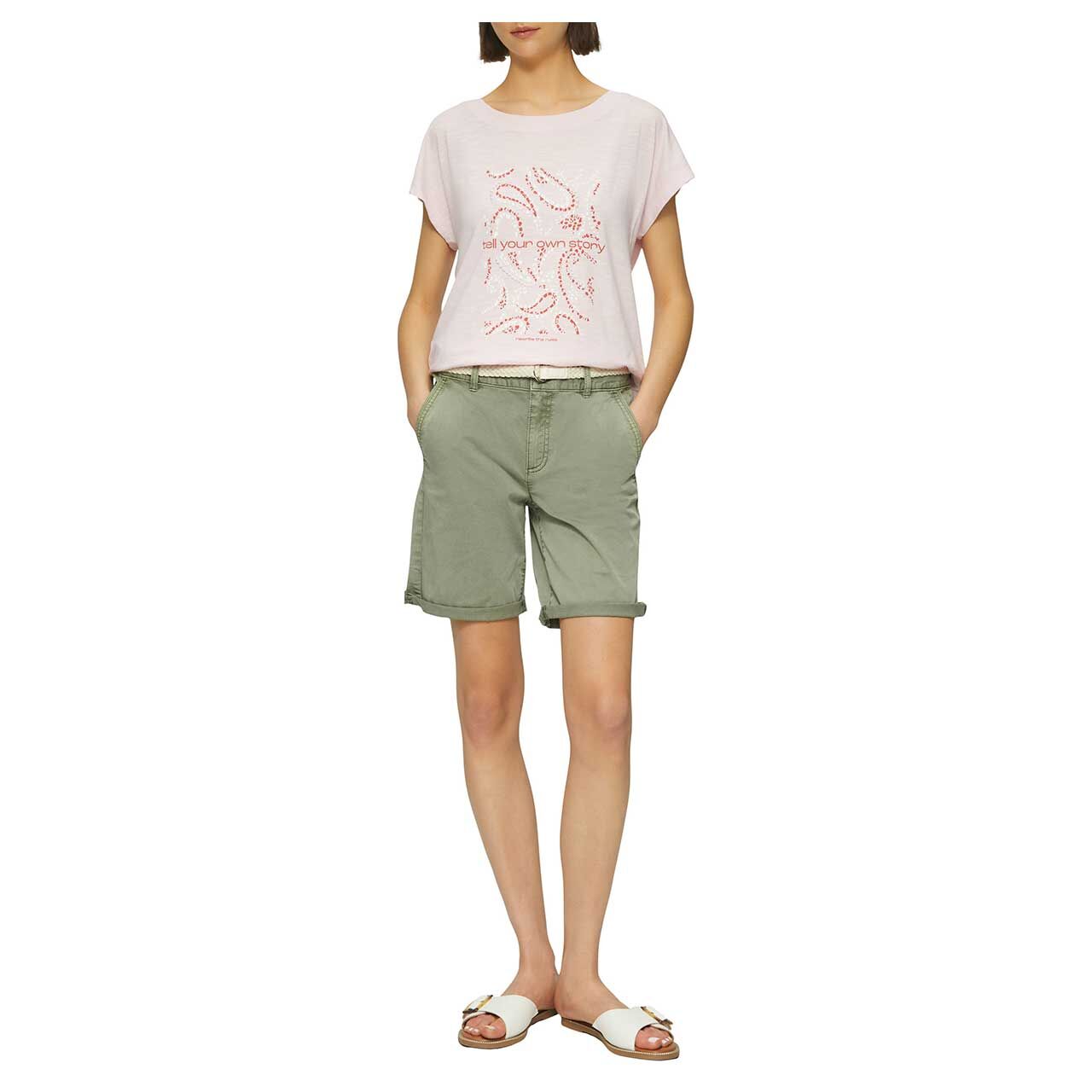 s.Oliver Damen Baumwoll Chino Shorts olive green