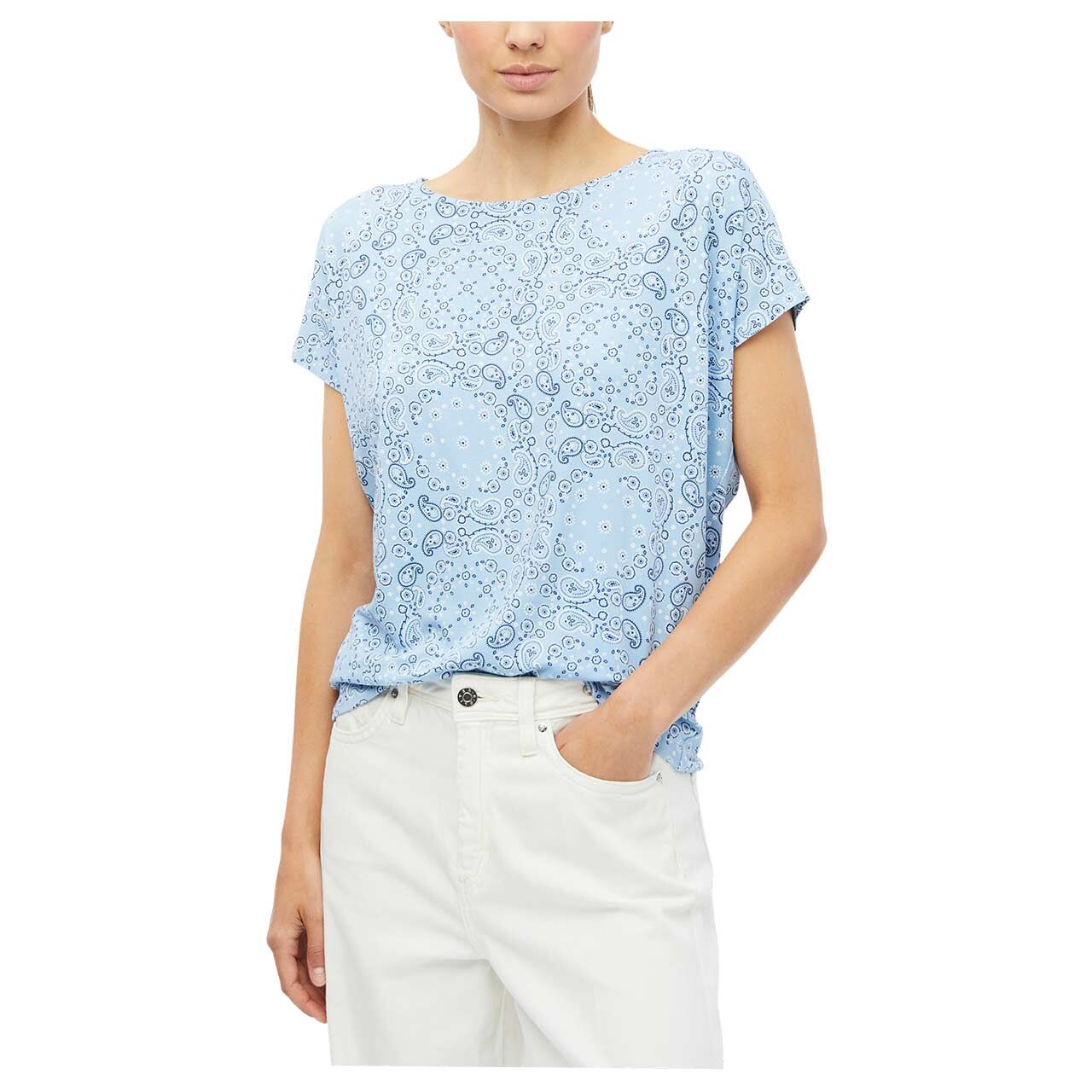 s. Oliver Damen T-Shirt in Hellblau mit Print, Vorderansicht am Model