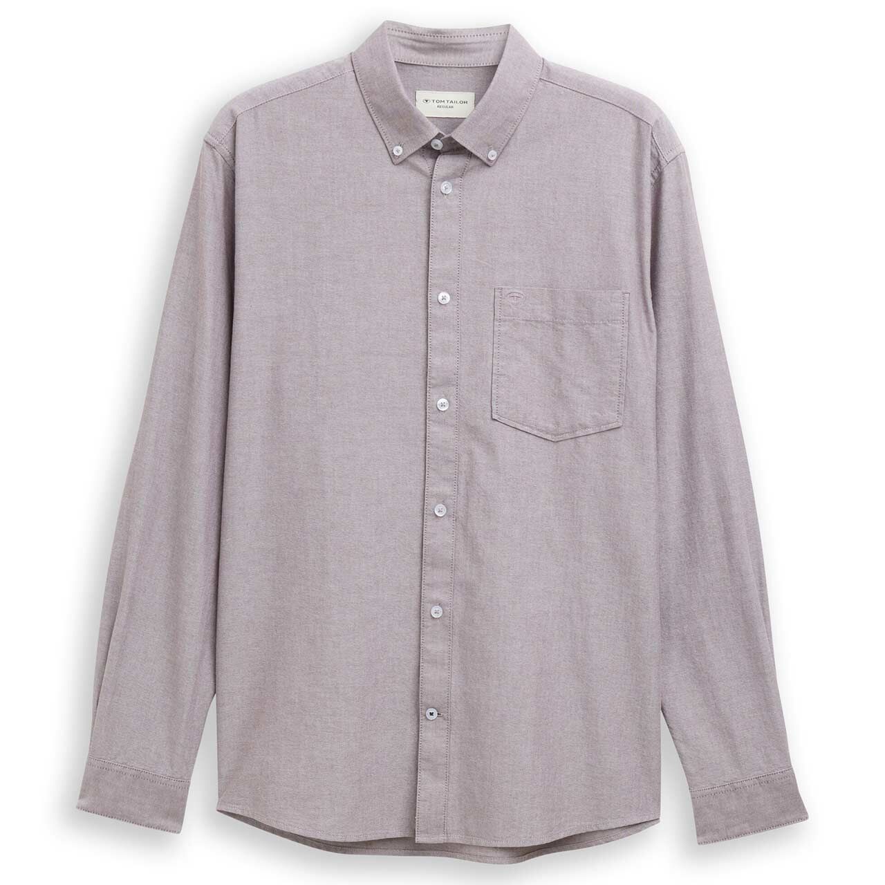 Tom Tailor Herren Langarm Hemd brown white chambray