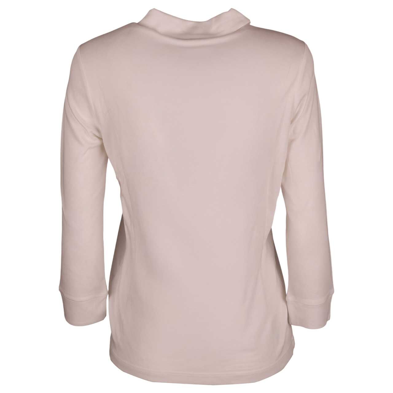 Damen 3/4 Arm Poloshirt Basic Zipper von Street One in Cremeweiß, Rückansicht am Model