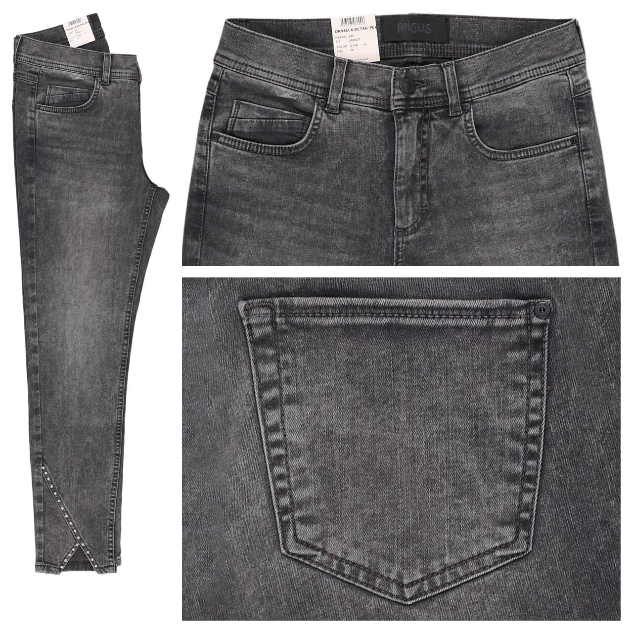 Angels Ornella Detail Pearl 7/8 Jeans Perlen grey random used
