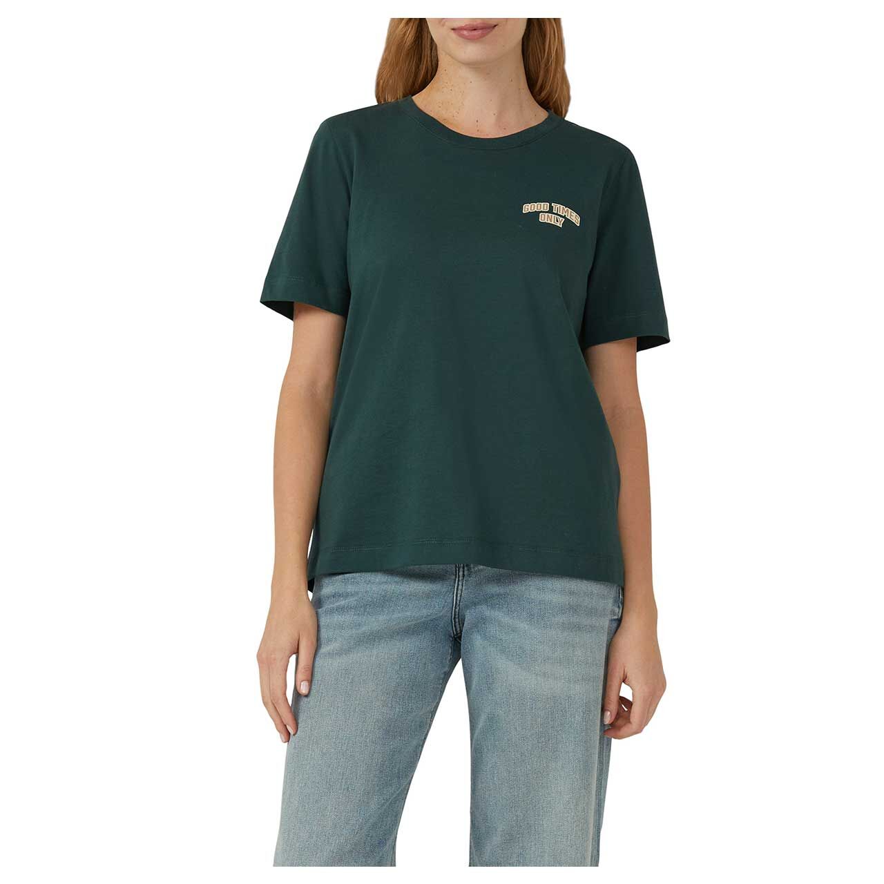 s.Oliver Damen T-Shirt in Grün mit Print, Vorderansicht Model