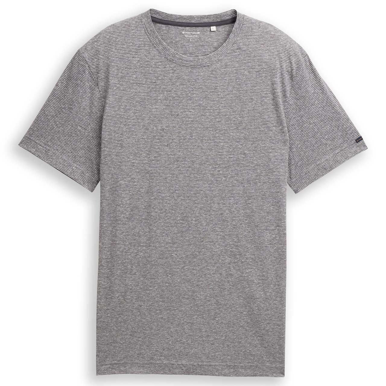 Tom Tailor Herren T-Shirt Fine Stripe white tarmac grey stripes