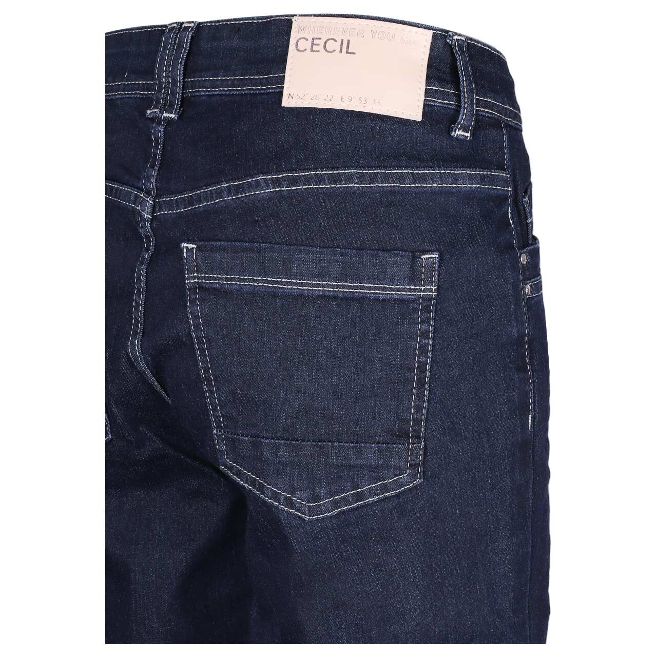 Damenjeans Neele Straight von Cecil in Dunkelblau, Detailansicht Gesäßtasche