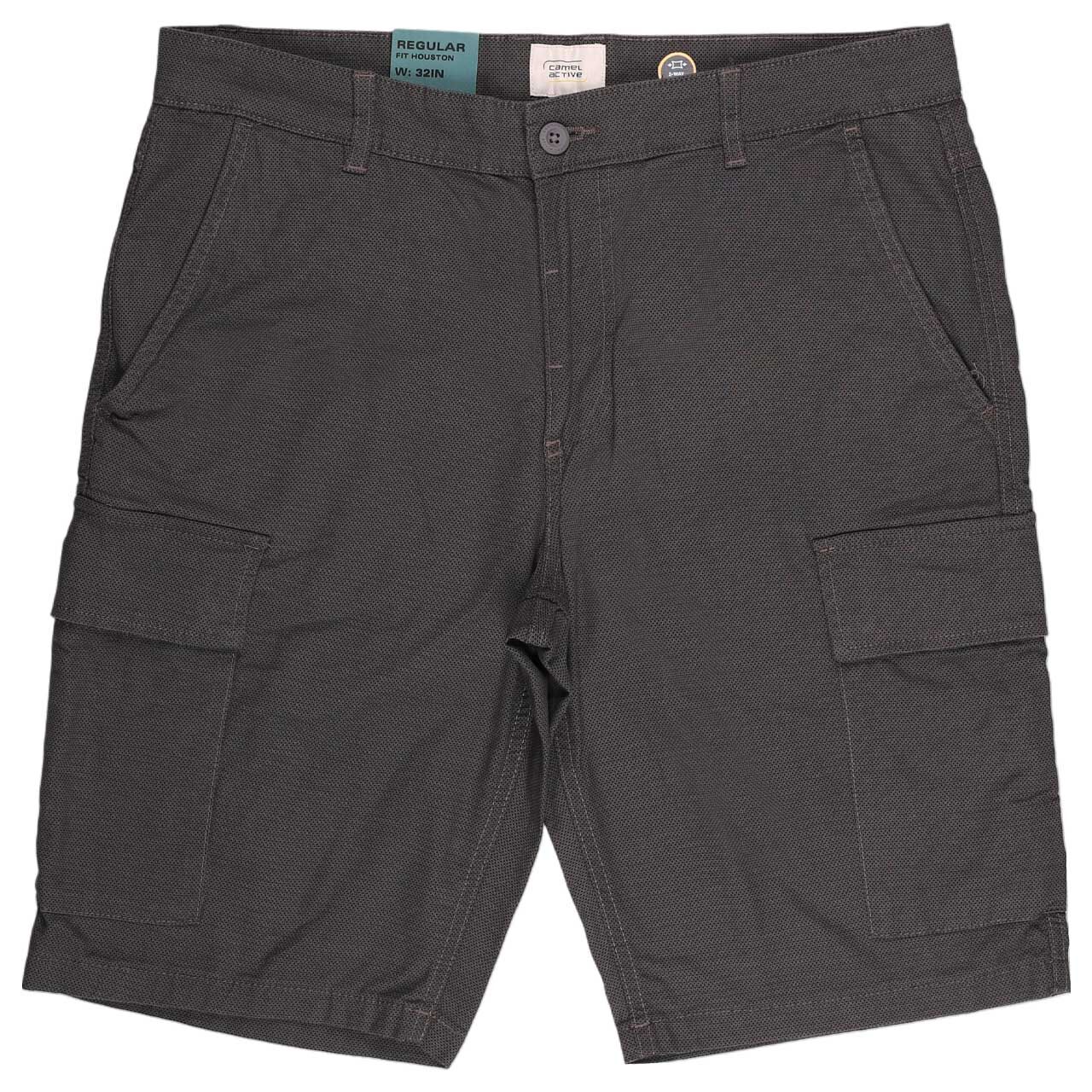 Herren Houston Cargo Baumwoll Bermuda von Camel active in Dunkelgrau mit Print, Vorderansicht
