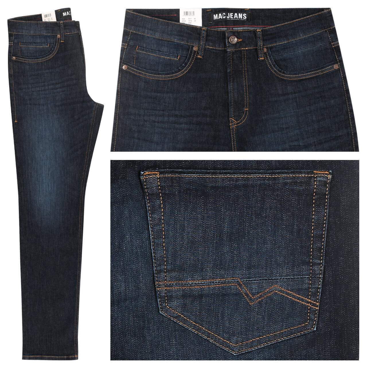 mac-arne-pipe-jeans-darkblue-H781-ansicht MAC Jeans Flexx Arne Pipe für Herren in Dunkelblau verwaschen, FarbNr.: H781