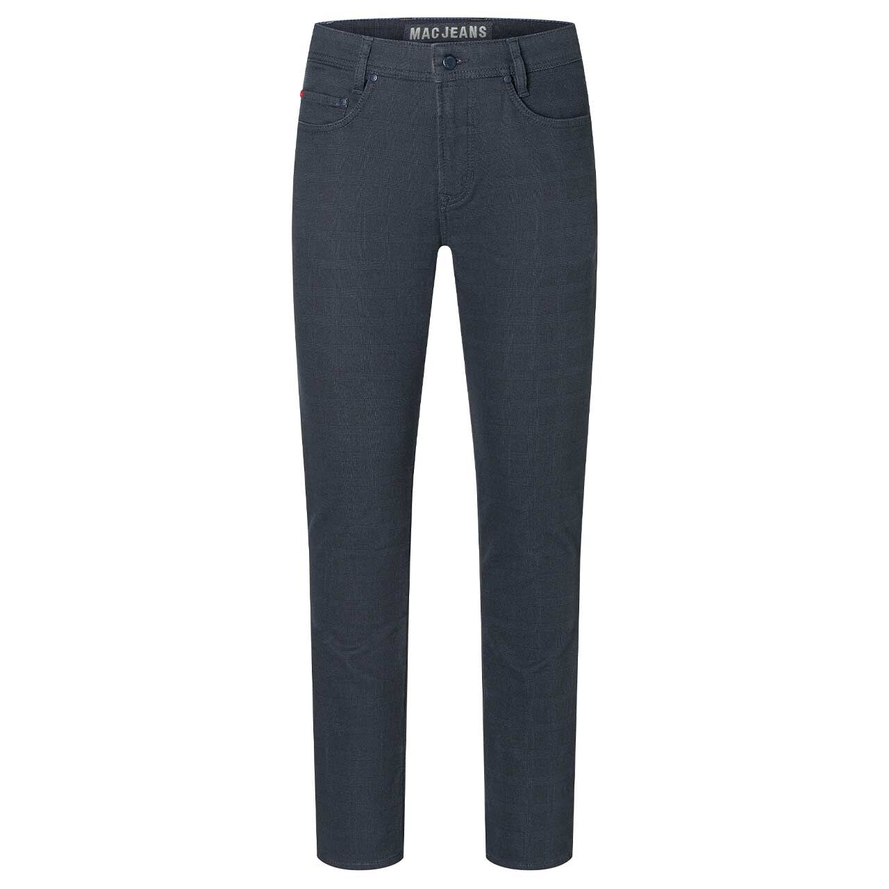 Stretch Herren Baumwollhose Jogn Jeans von MAC in Dunkelblau kariert, Vorderansicht
