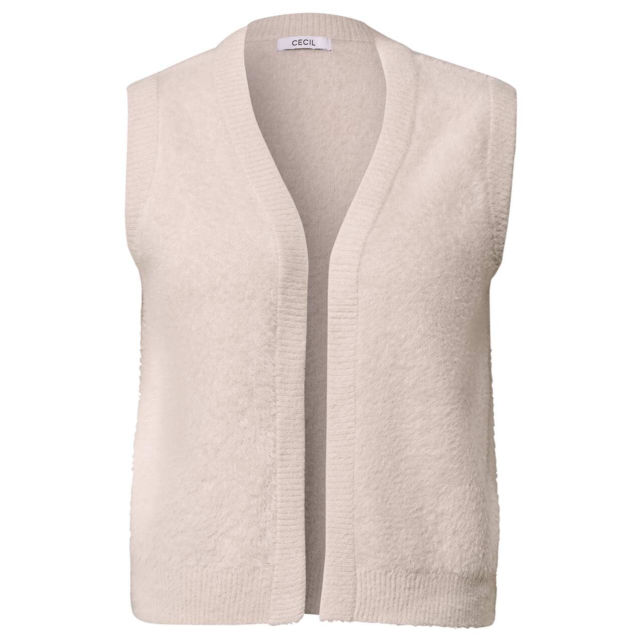 Cecil Damen Strickweste Open Feather Yarn Vest cashmere beige