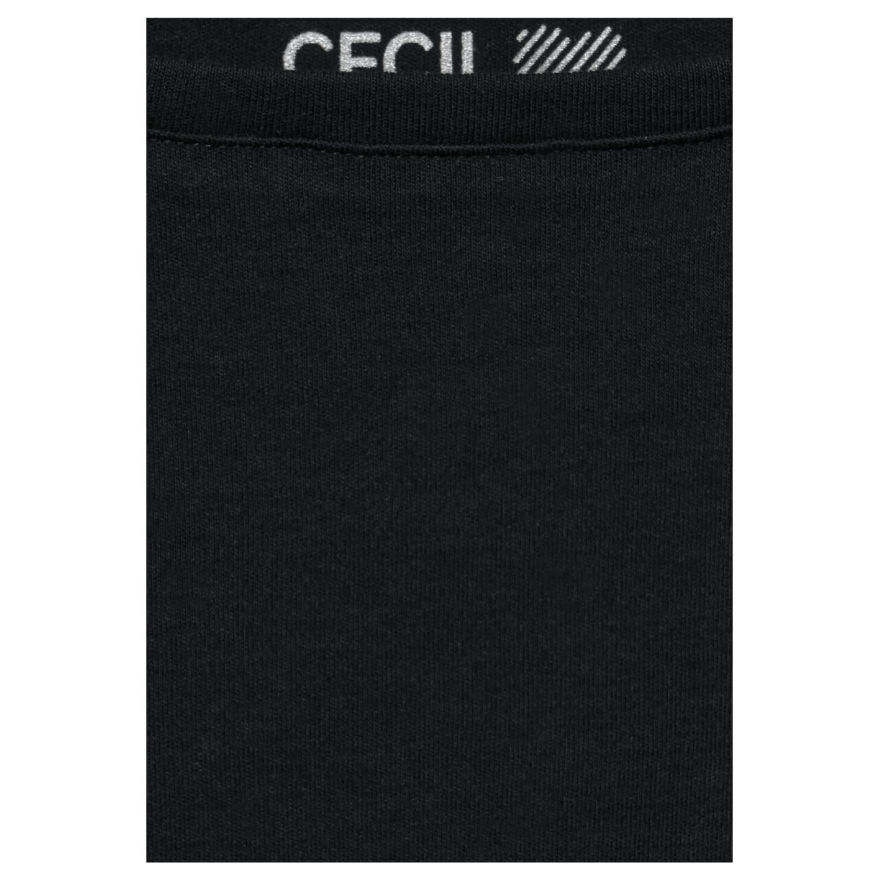 Cecil Basic Boatneck 3/4 Arm Shirt für Damen in Schwarz, FarbNr.: 10001