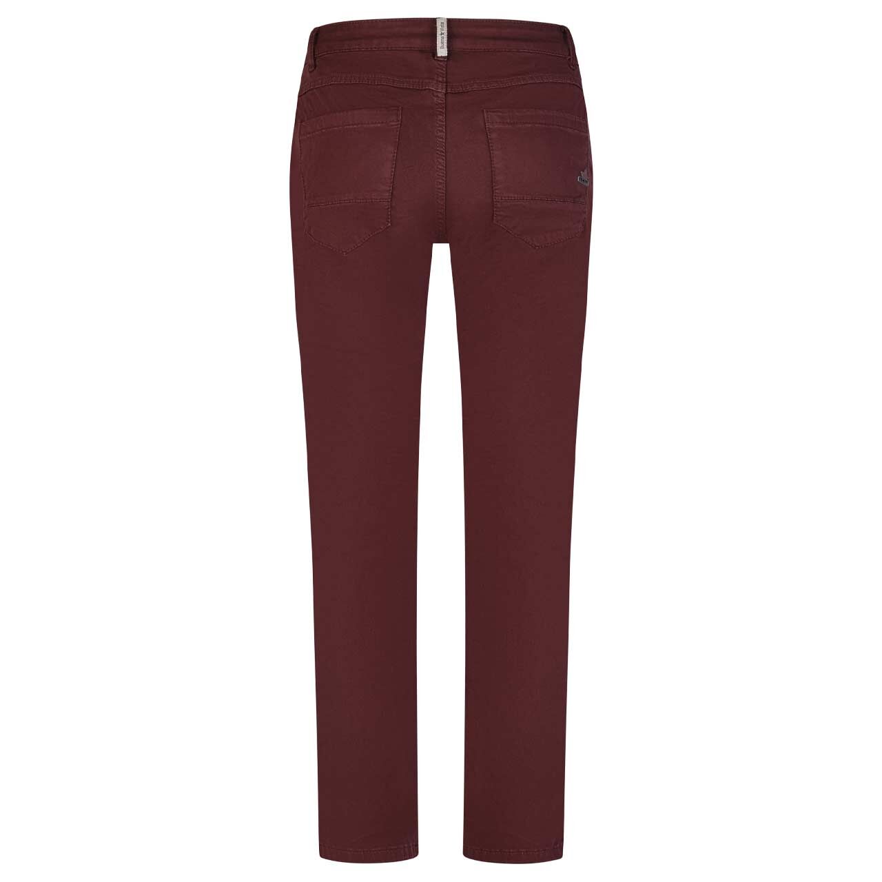Damen Ankle Baumwollhose Anna C Straight Cropped Stretch Twill von Buena Vista in Burgunderrot, Rückansicht
