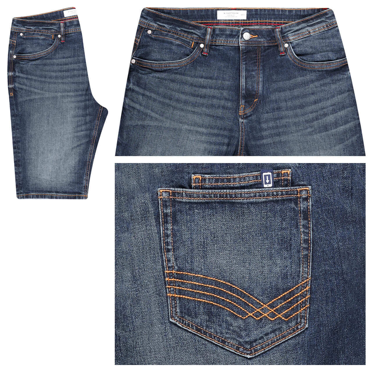 Herren Jeans Bermuda Josh von Tom Tailor in Dunkelblau angewaschen mit der Farbnummer 10120, Vorderansicht