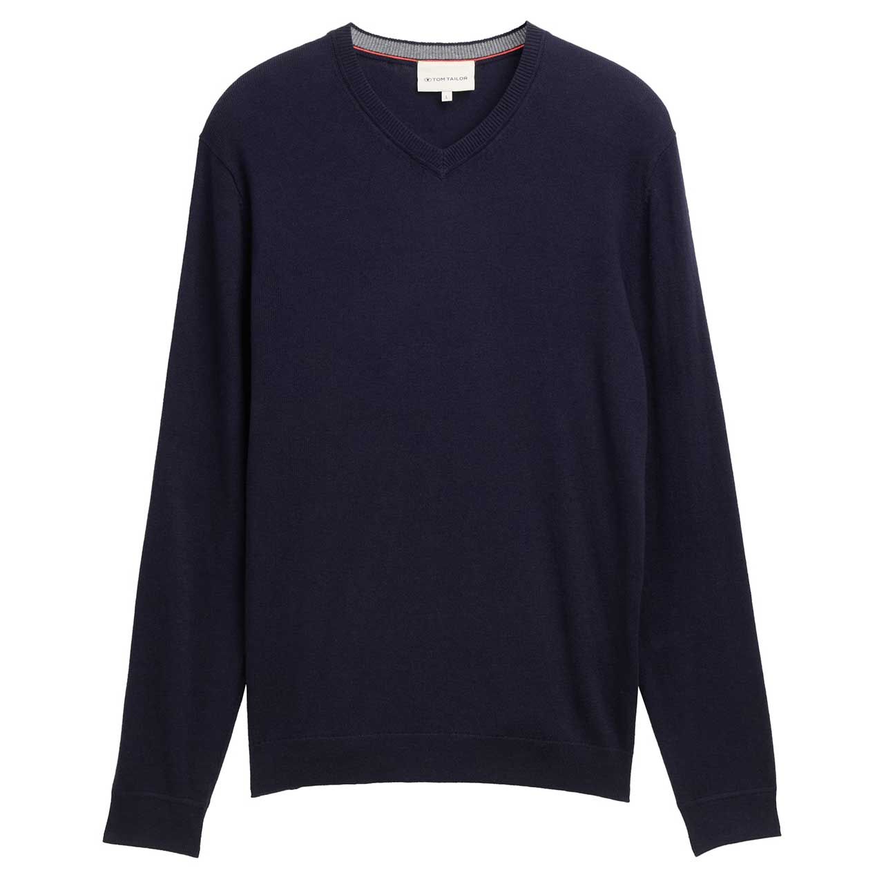 Tom Tailor Herren Pullover Cashmere V-Neck Knit navy melange
