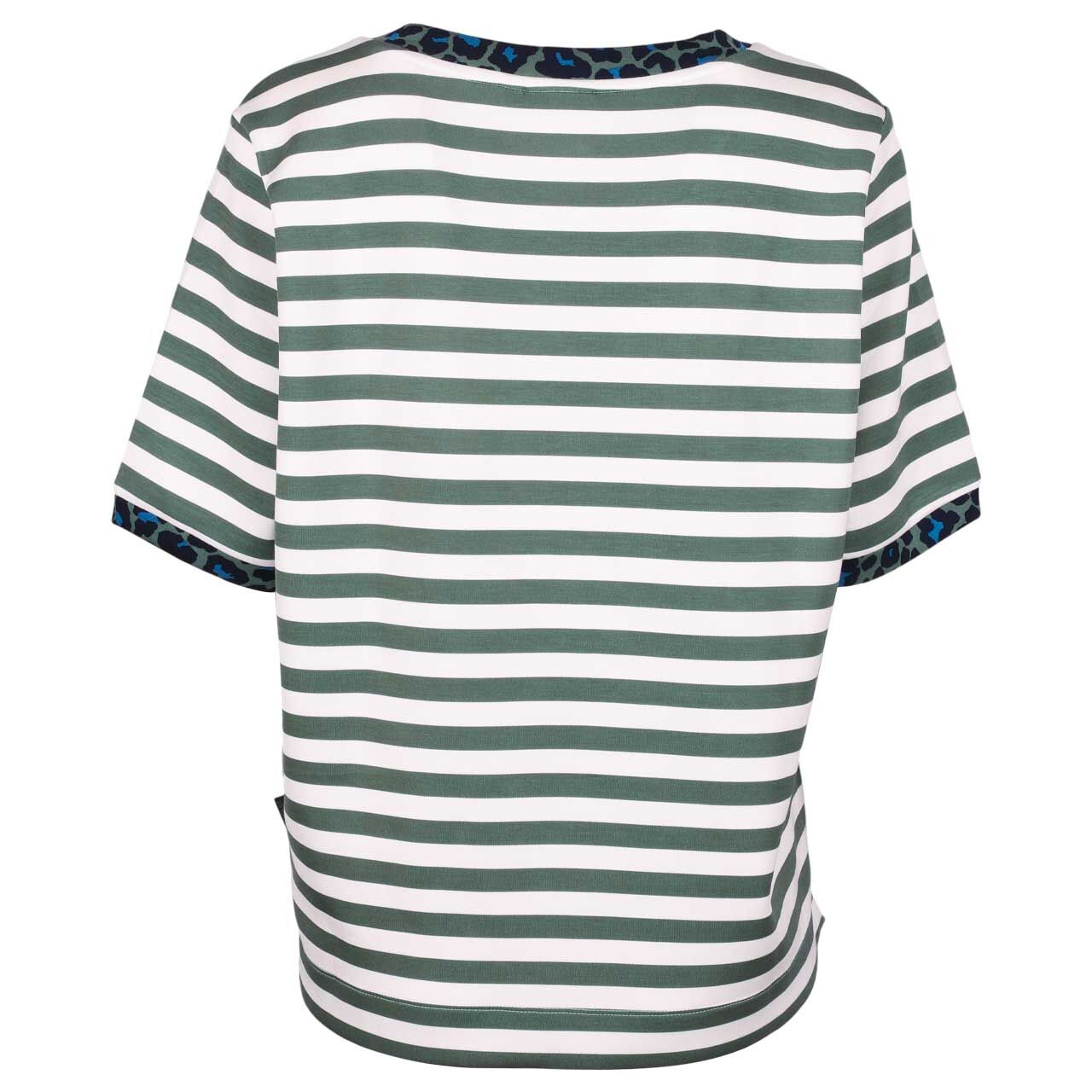 Damen T-Shirt Striped Soft Modal von Cecil in Olivgrün gestreift, Rückansicht