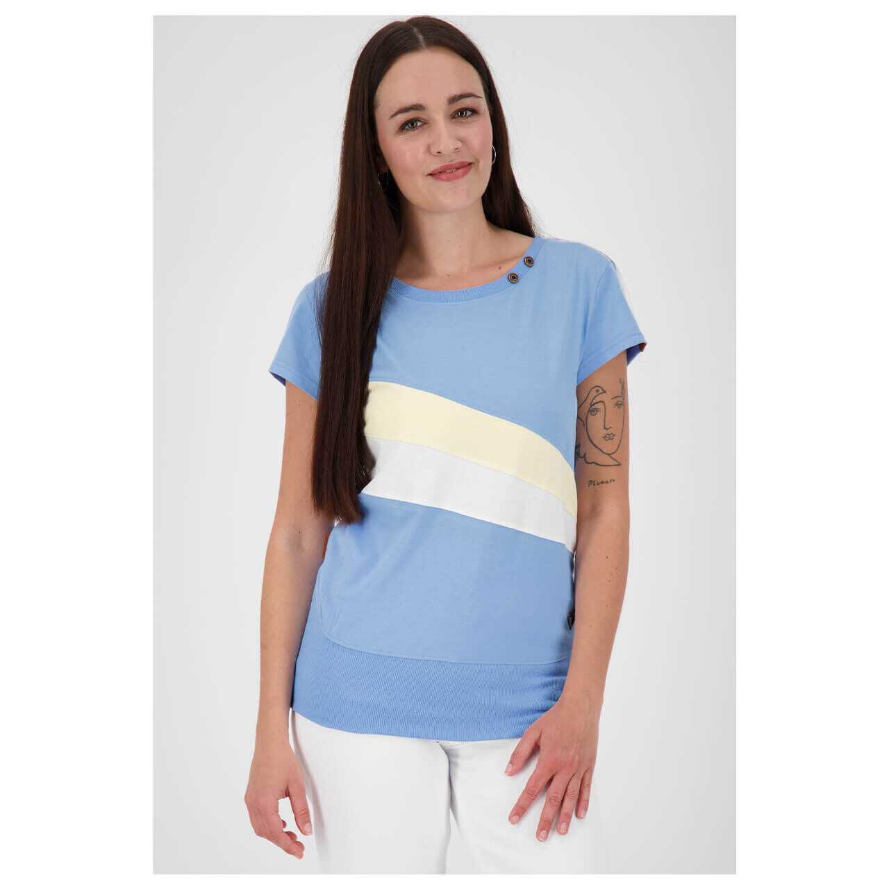 Alife and Kickin Clea T-Shirt für Damen in Hellblau gestreift, FarbNr.: 5200