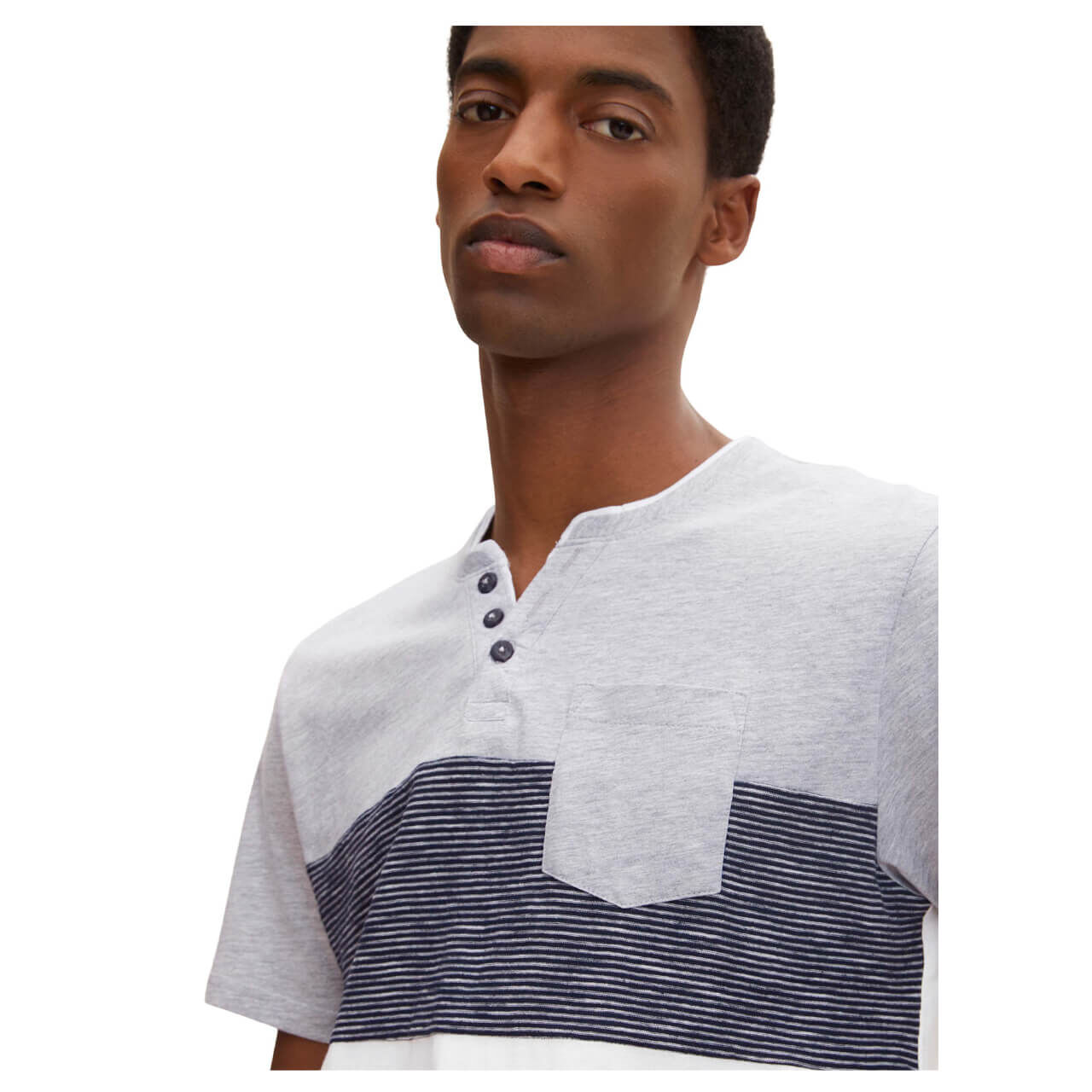 Tom Tailor Serafino T-Shirt für Herren in Hellgrau, FarbNr.: 15398