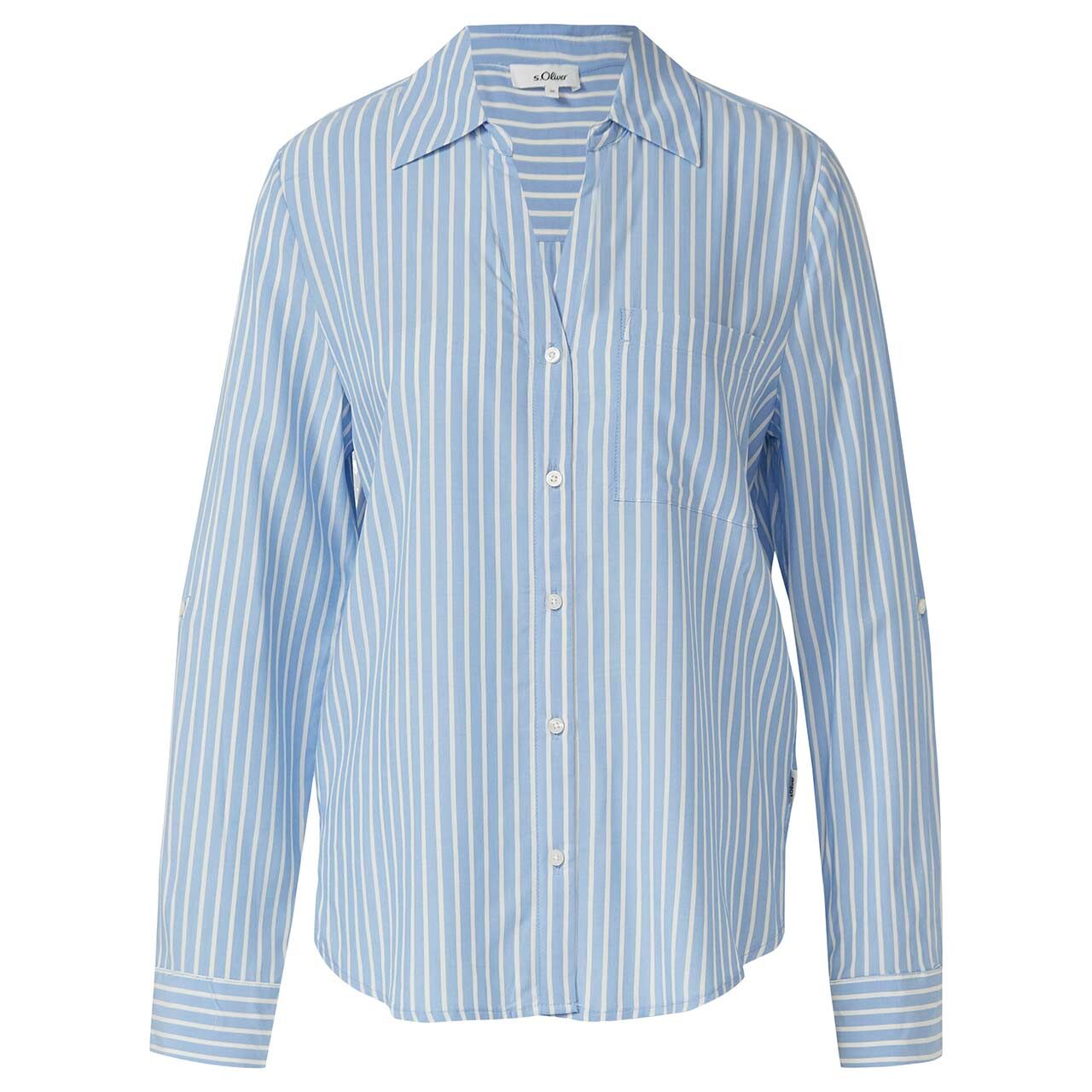 s.Oliver Damen 3/4 Arm Bluse light blue stripe