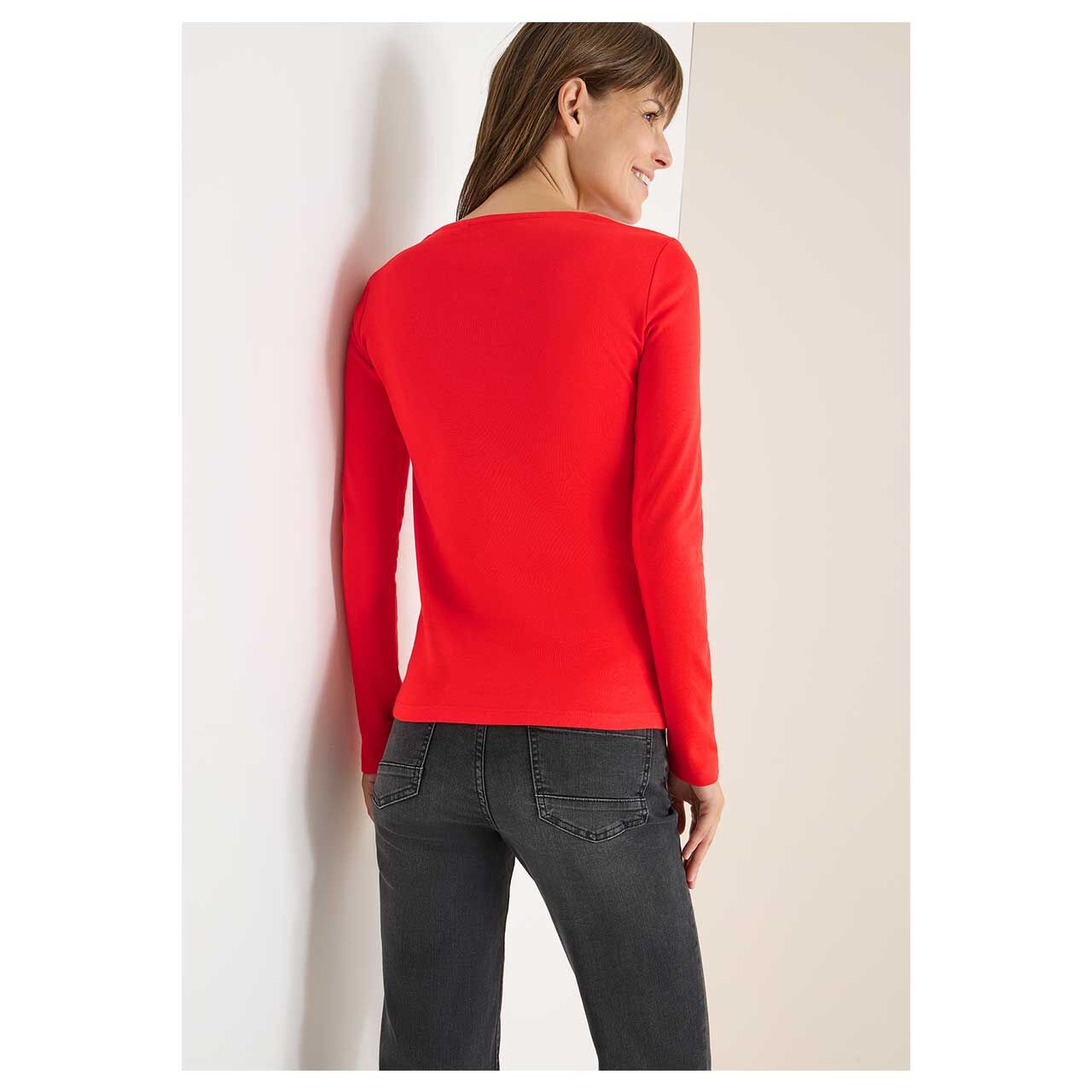 Damen Langarm Shirt Pia von Cecil in Orange-Rot, Rückansicht am Model