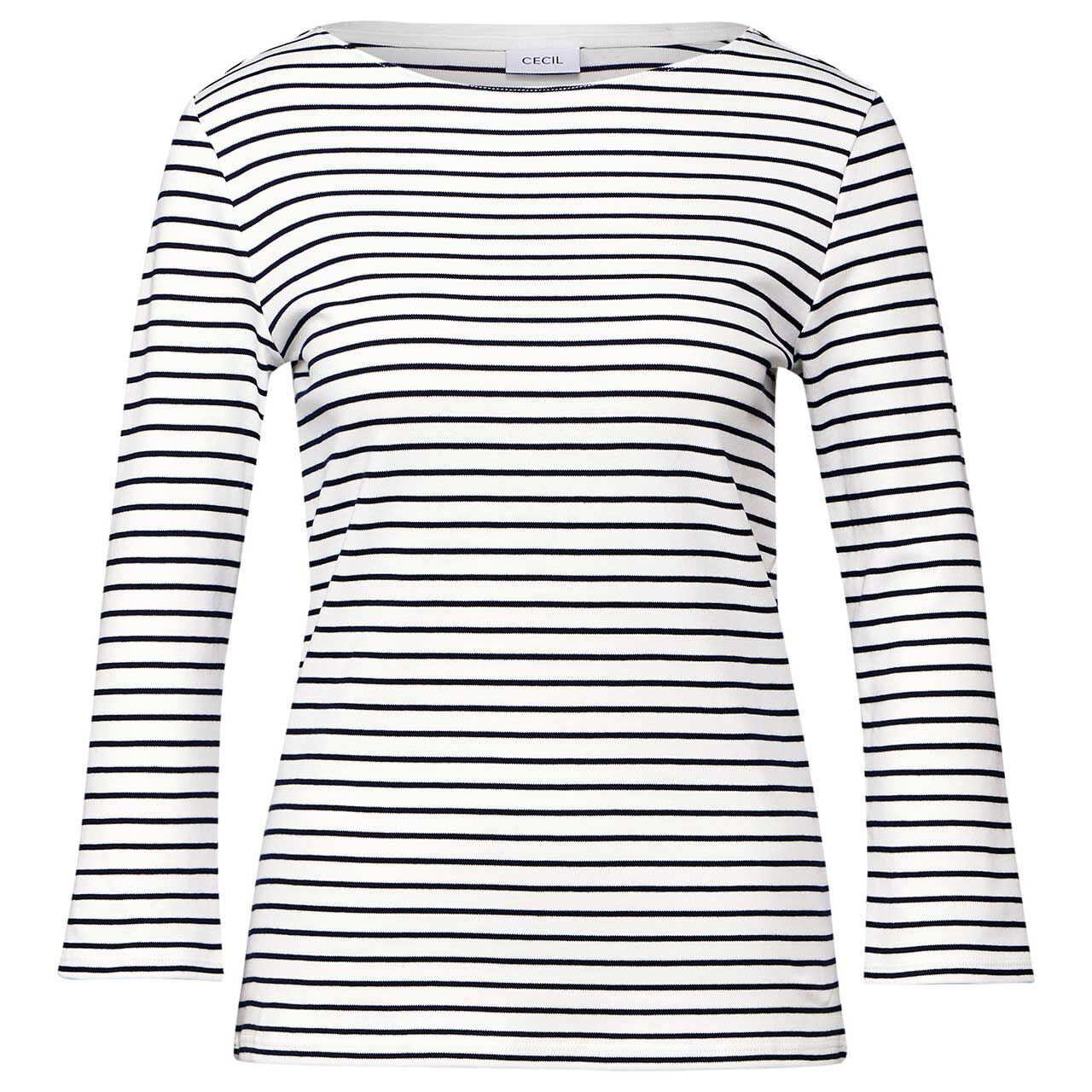 Cecil Damen 3/4 Arm Shirt Two-tone Striped Boatneck vanilla white Cecil Damen 3/4 Arm Shirt Two-tone Striped Boatneck vanilla white