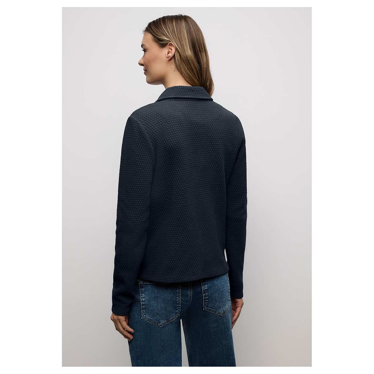 Damen Blazer Basic Structure von Street One in Dunkelblau, Rückansicht am Model