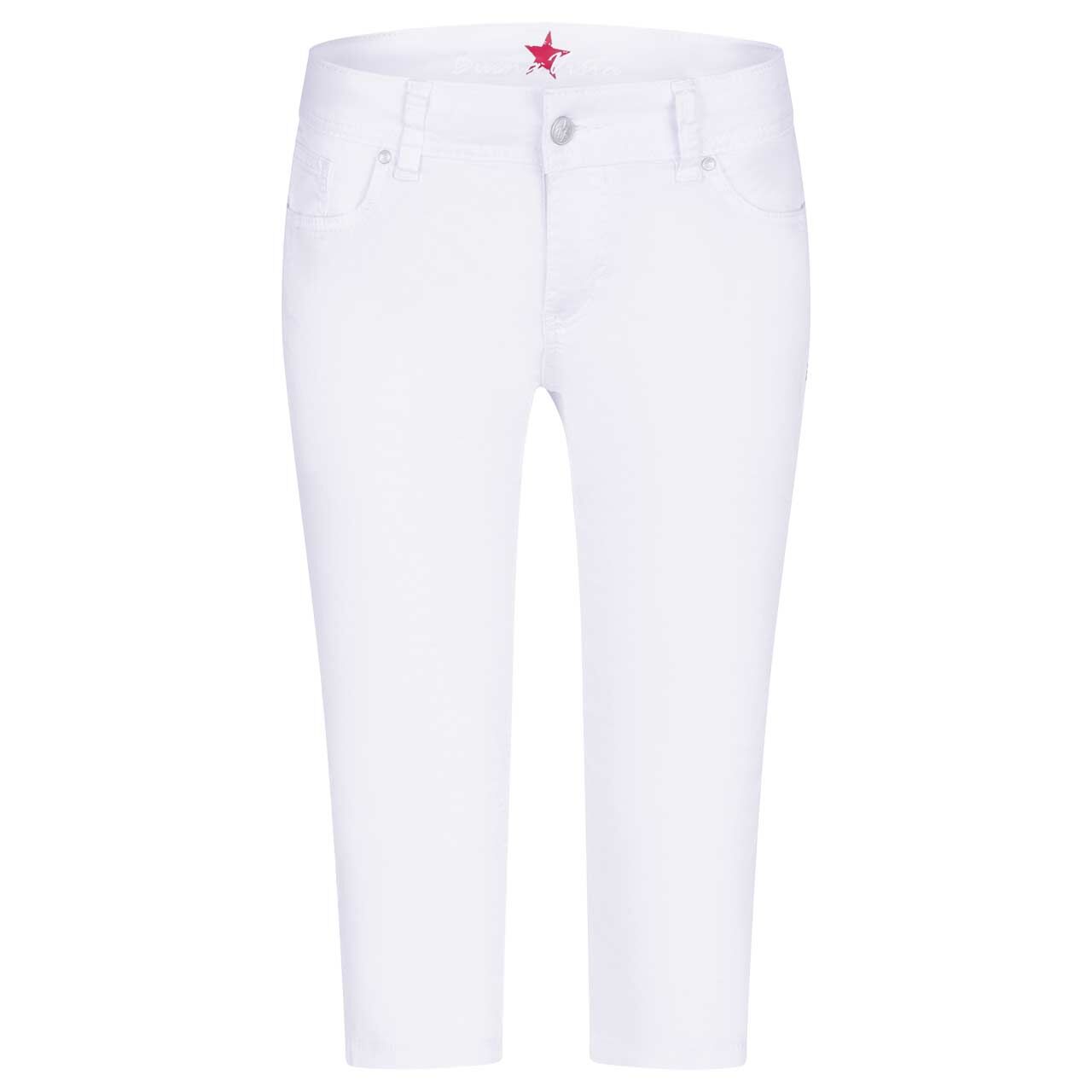 Damen Baumwollhose Malibu-Zip Capri Stretch Twill von Buena Vista in Weiß, Vorderansicht