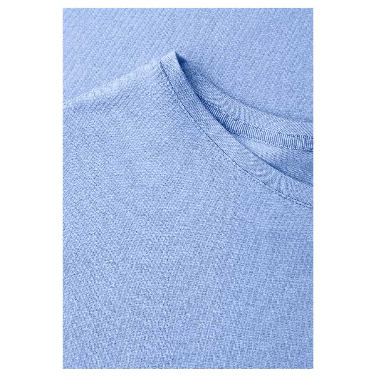 Damen T-Shirt Crista von Street One in Hellblau, Detailansicht Ausschnitt