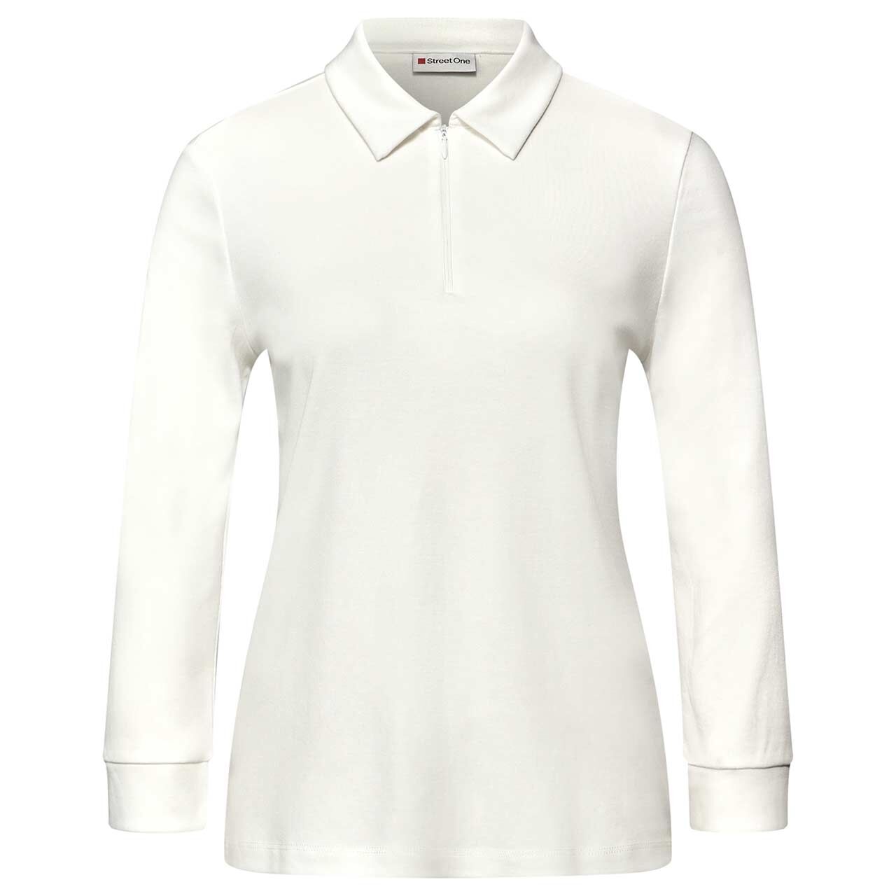 Street One Damen 3/4 Arm Poloshirt Basic Zipper off white
