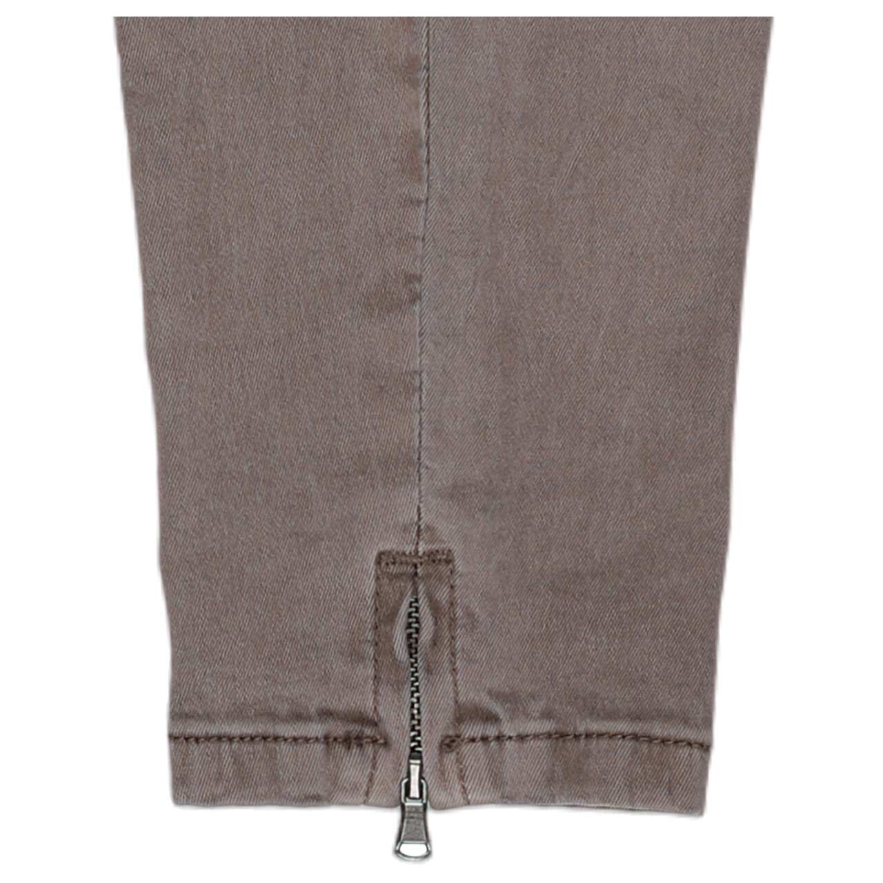 Damen Baumwollhose Italy V 7/8 Stretch Twill von Buena Vista in Grau-Braun, Detailansicht Saum