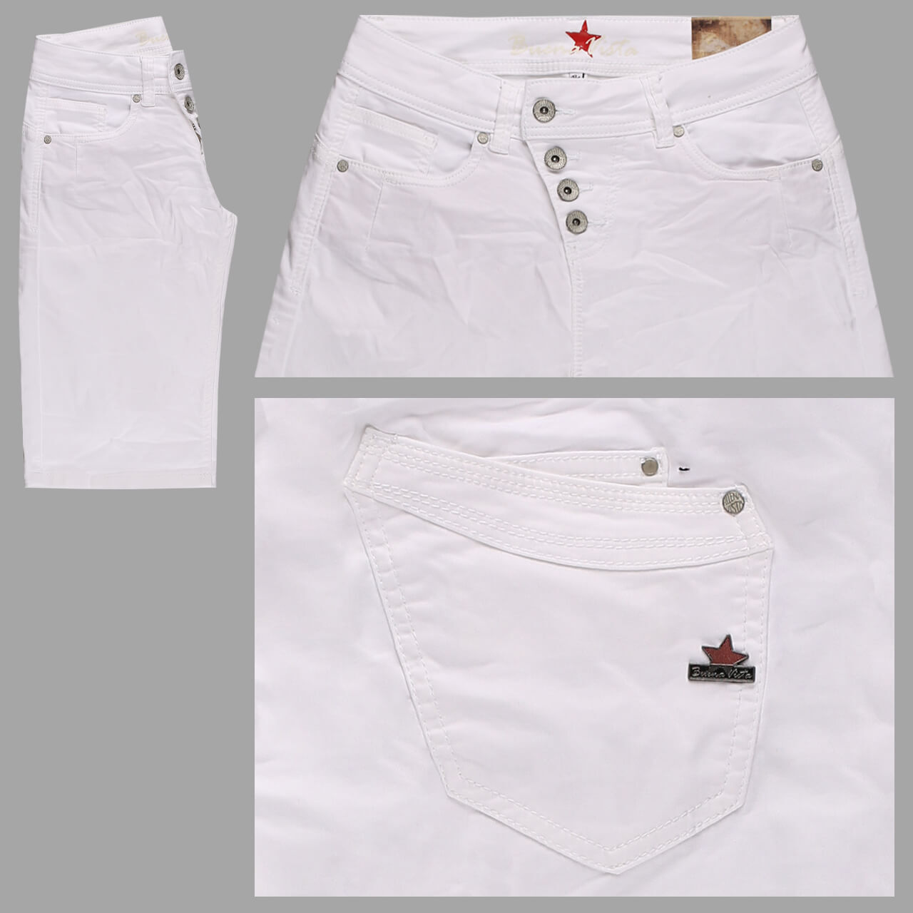 Buena Vista Jeans Malibu-Short Sweat Denim für Damen in Weiß, FarbNr.: 032