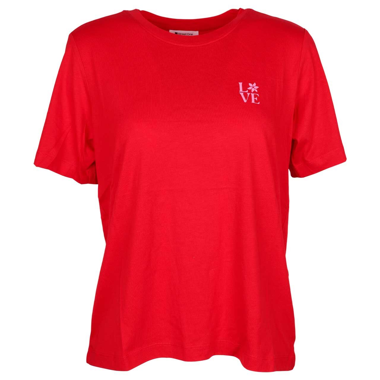 Street One Damen T-Shirt Basic Chest Print salsa red