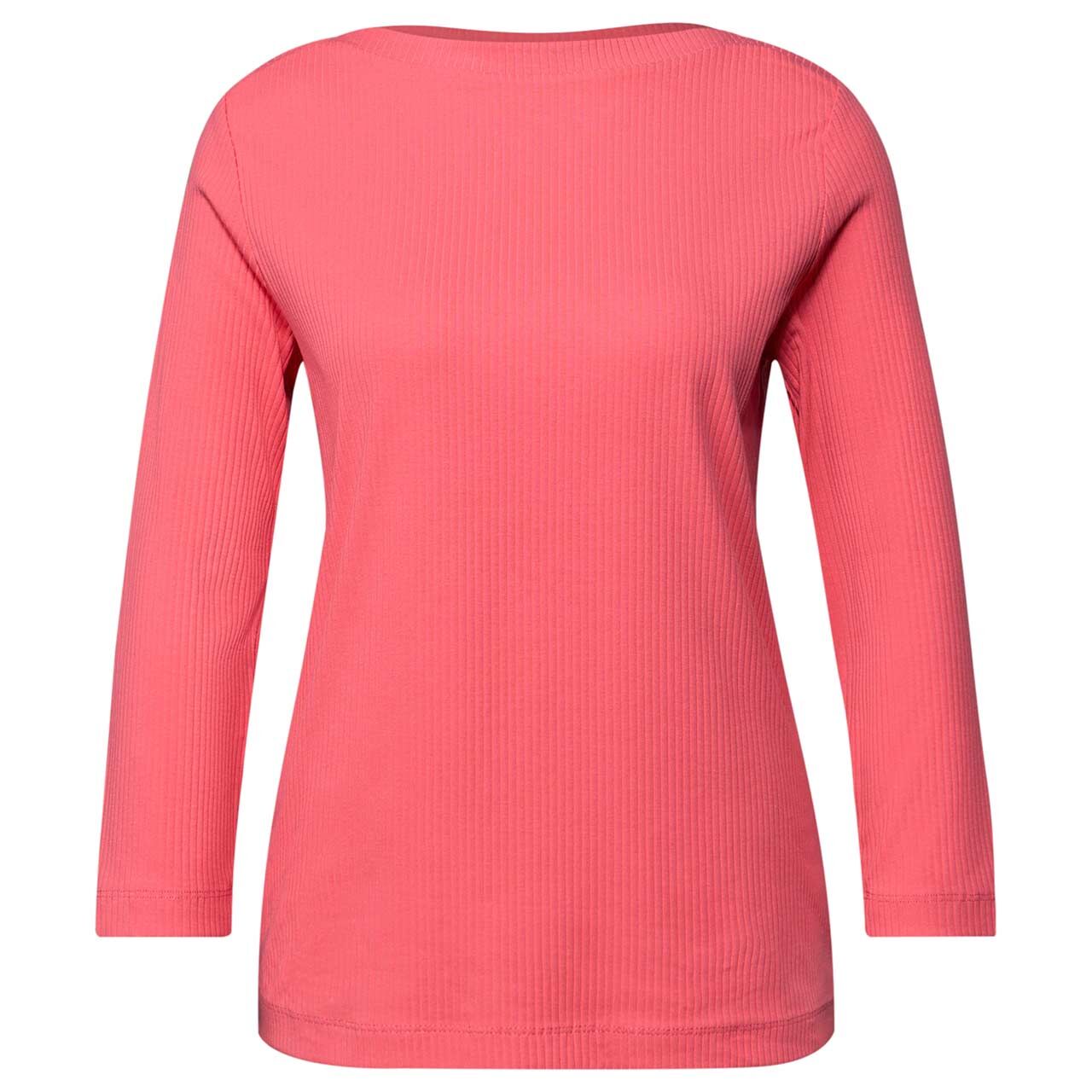 Street One Damen 3/4 Arm Shirt Rib Structure U-Boat striking coral