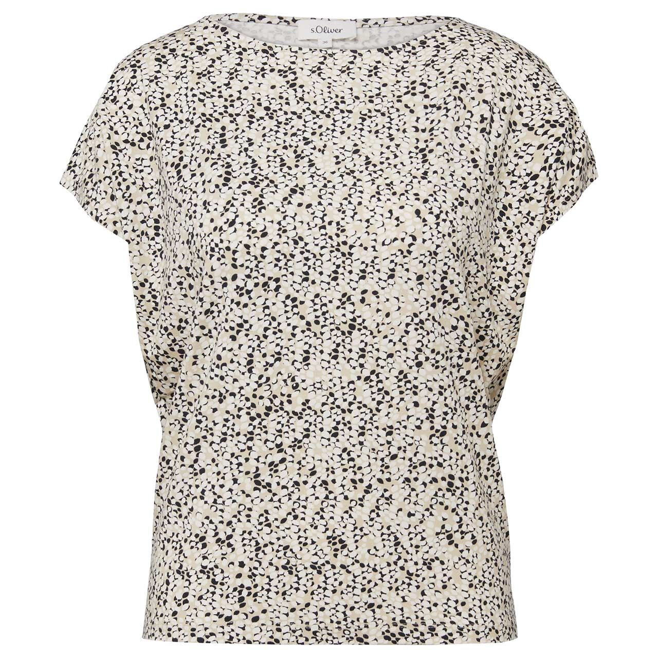 s.Oliver Damen T-Shirt beige black all over print